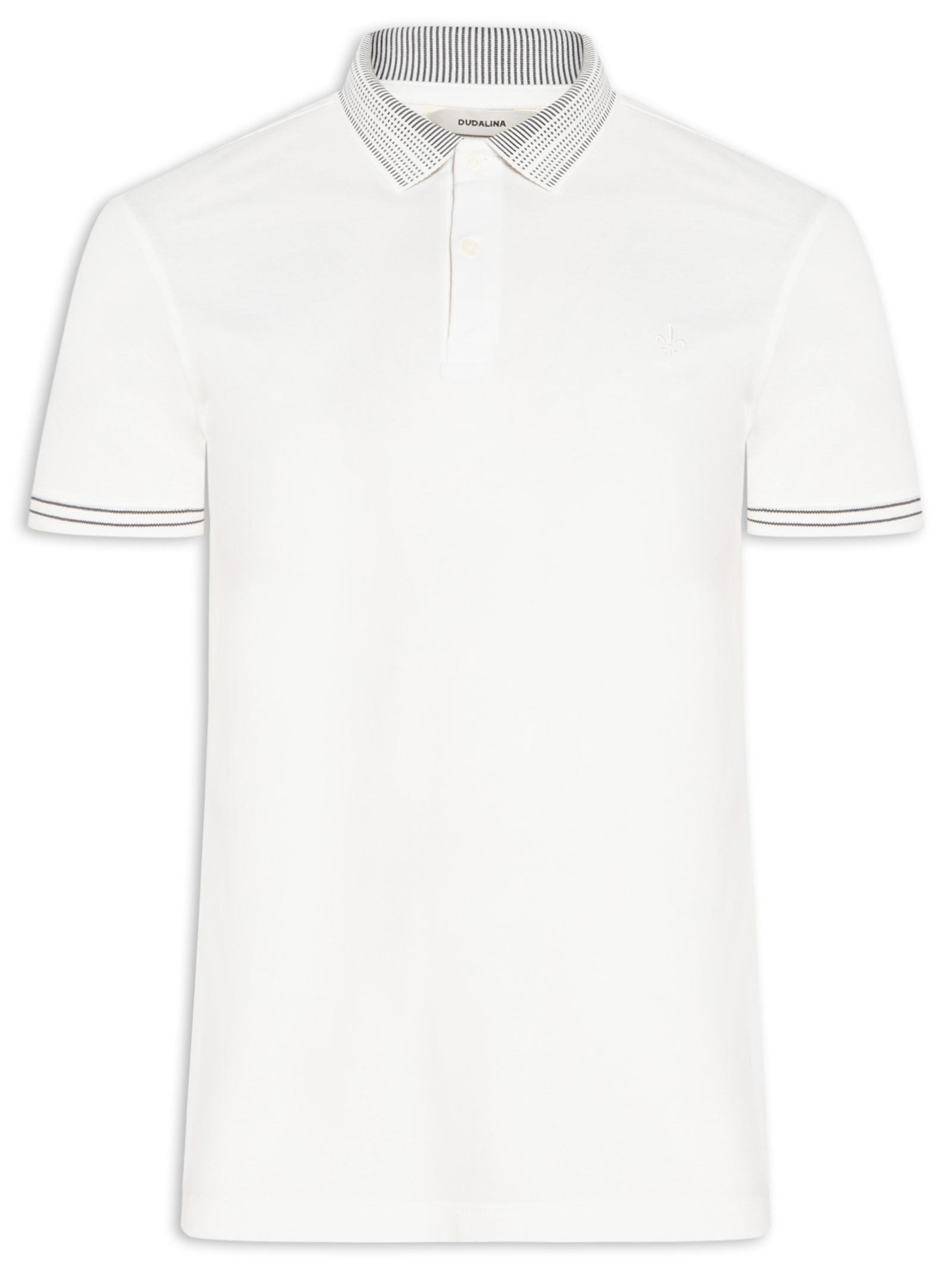 Polo Masculina Piquet Gola Jacquard Branco Dudalina