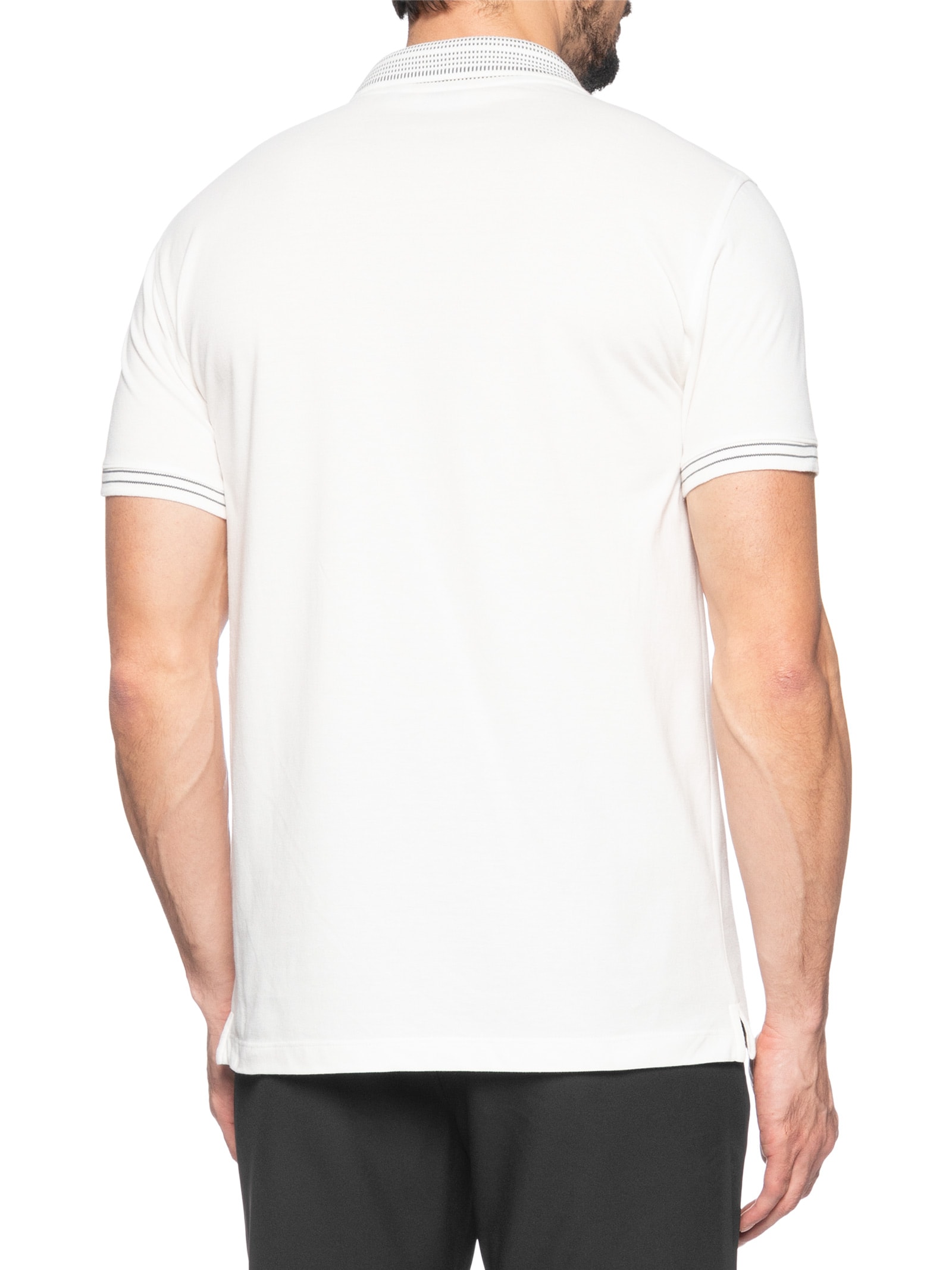 Polo Masculina Piquet Gola Jacquard Branco Dudalina
