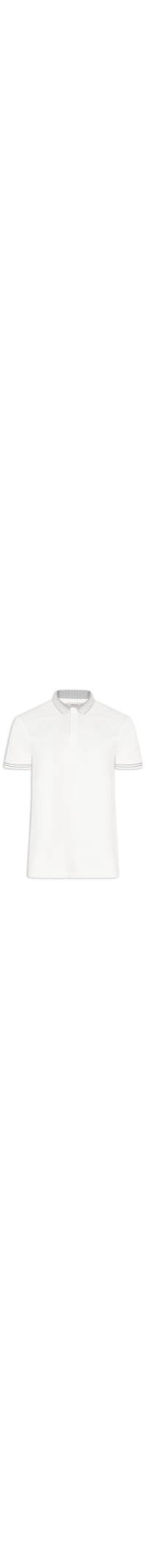 Polo Masculina Piquet Gola Jacquard - Branco