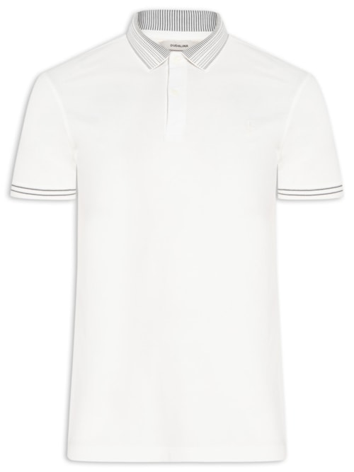 Polo Masculina Piquet Gola Jacquard – Branco