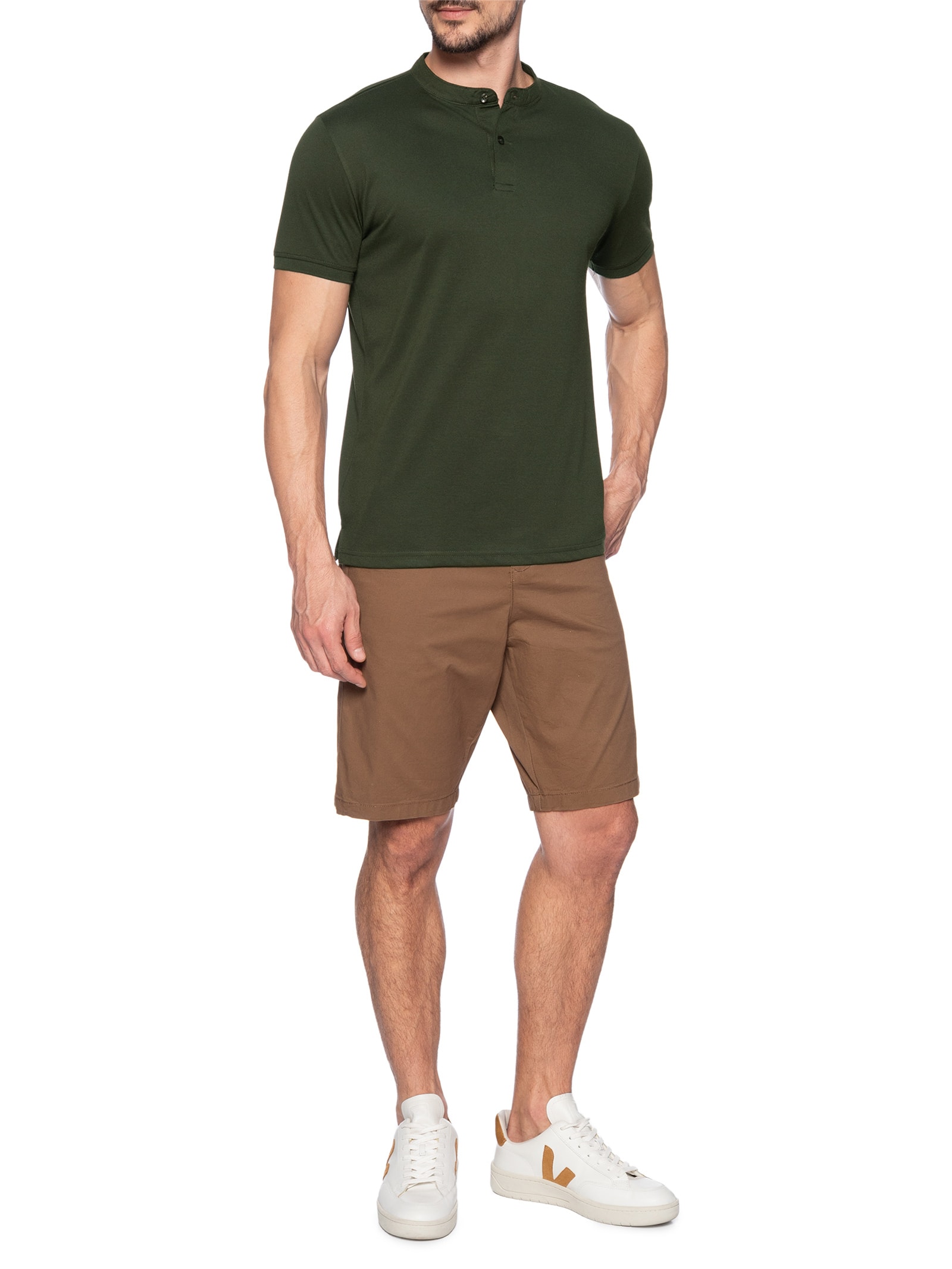 Polo Masculina Piquet Gola Padre Verde Basiq Men