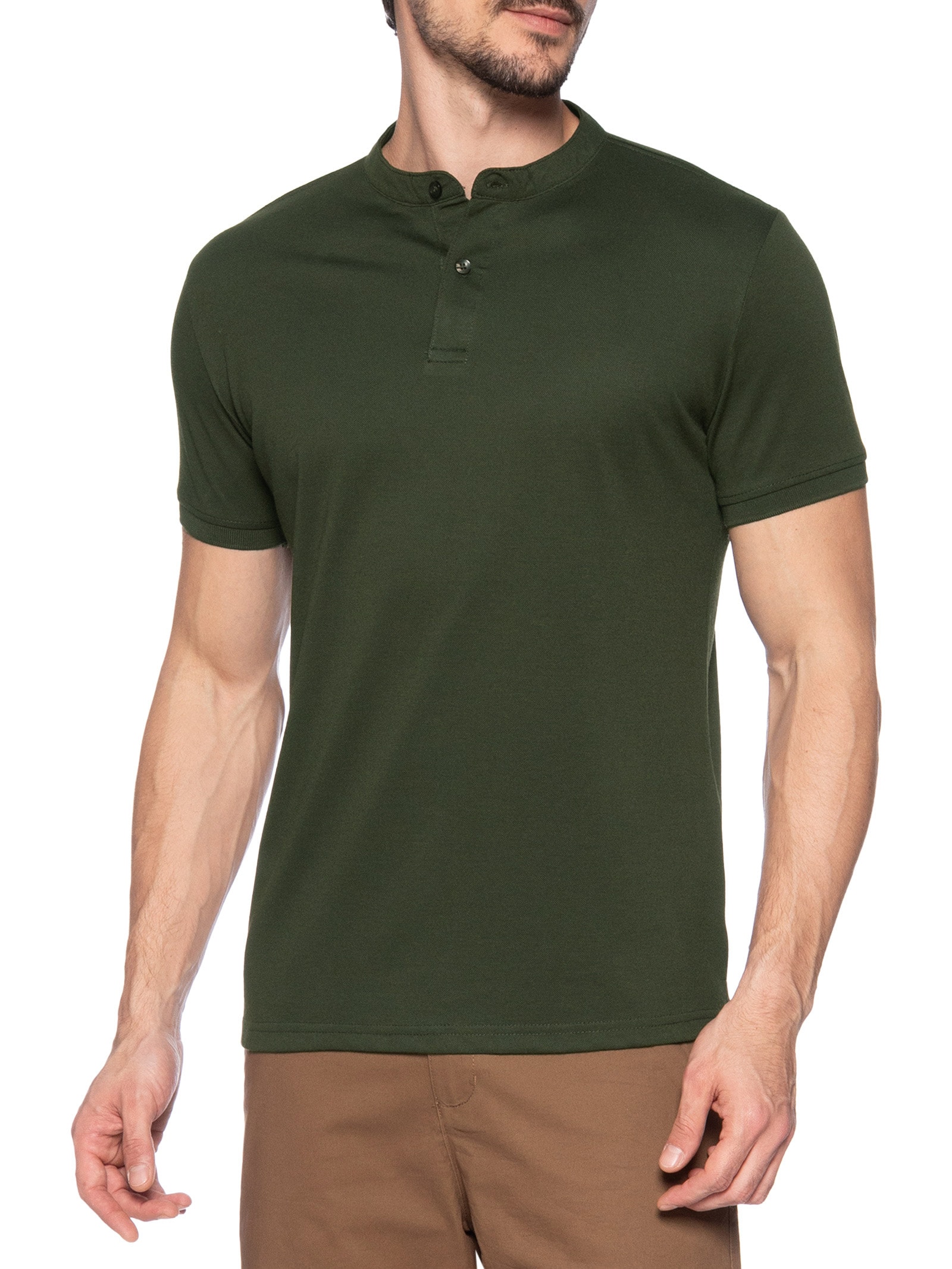 Polo Masculina Piquet Gola Padre Verde Basiq Men