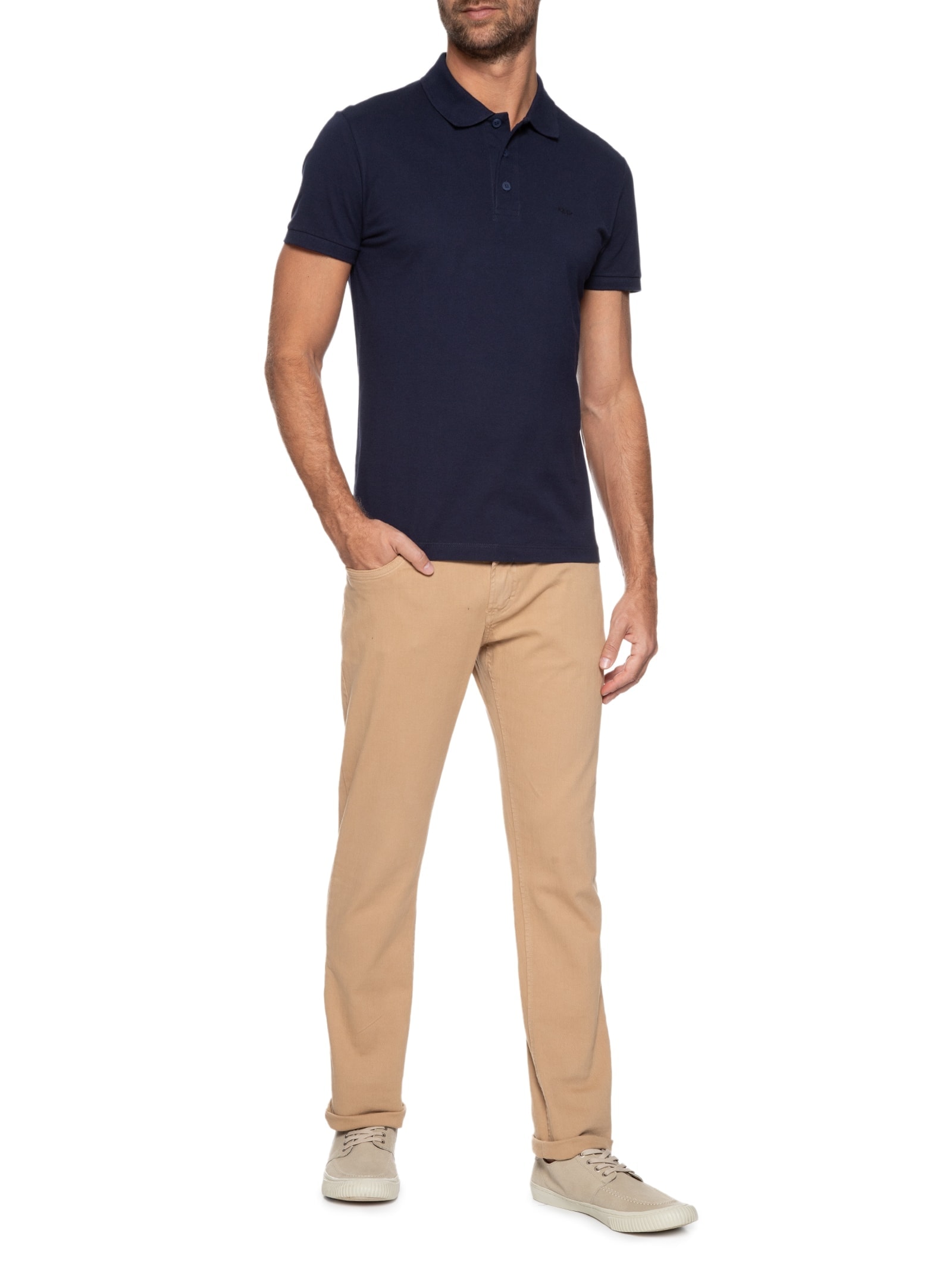 Polo Masculina Piquet Lisa Azul Richards