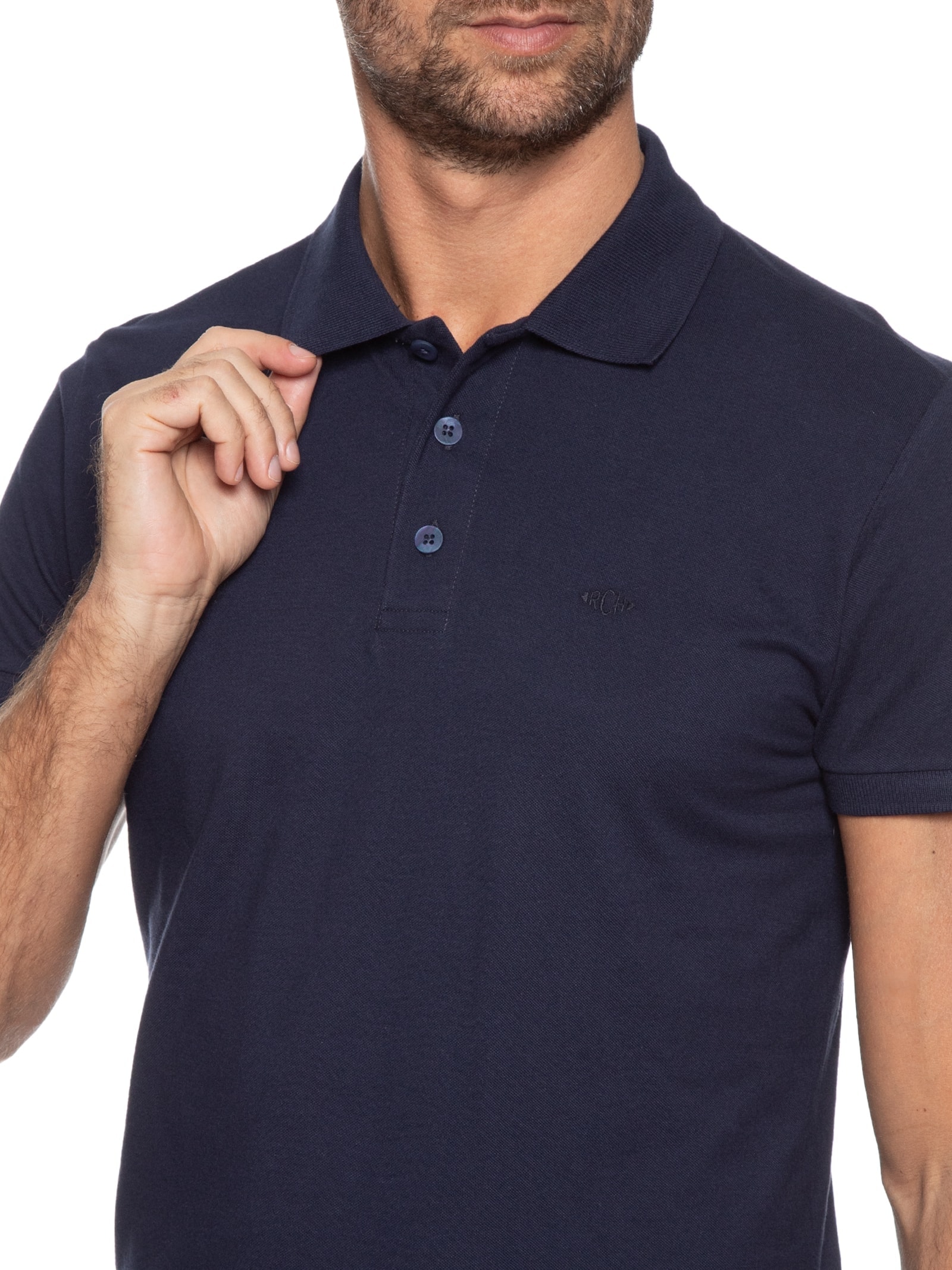 Polo Masculina Piquet Lisa Azul Richards