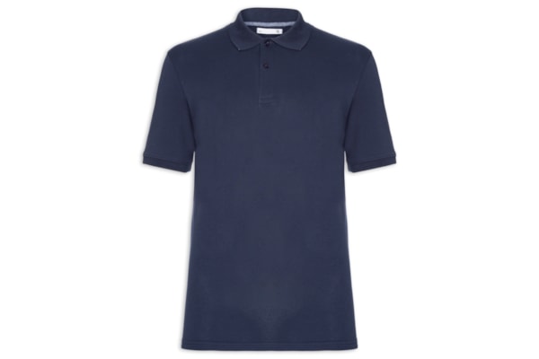 Polo Masculina Piquet Manga Curta - Azul