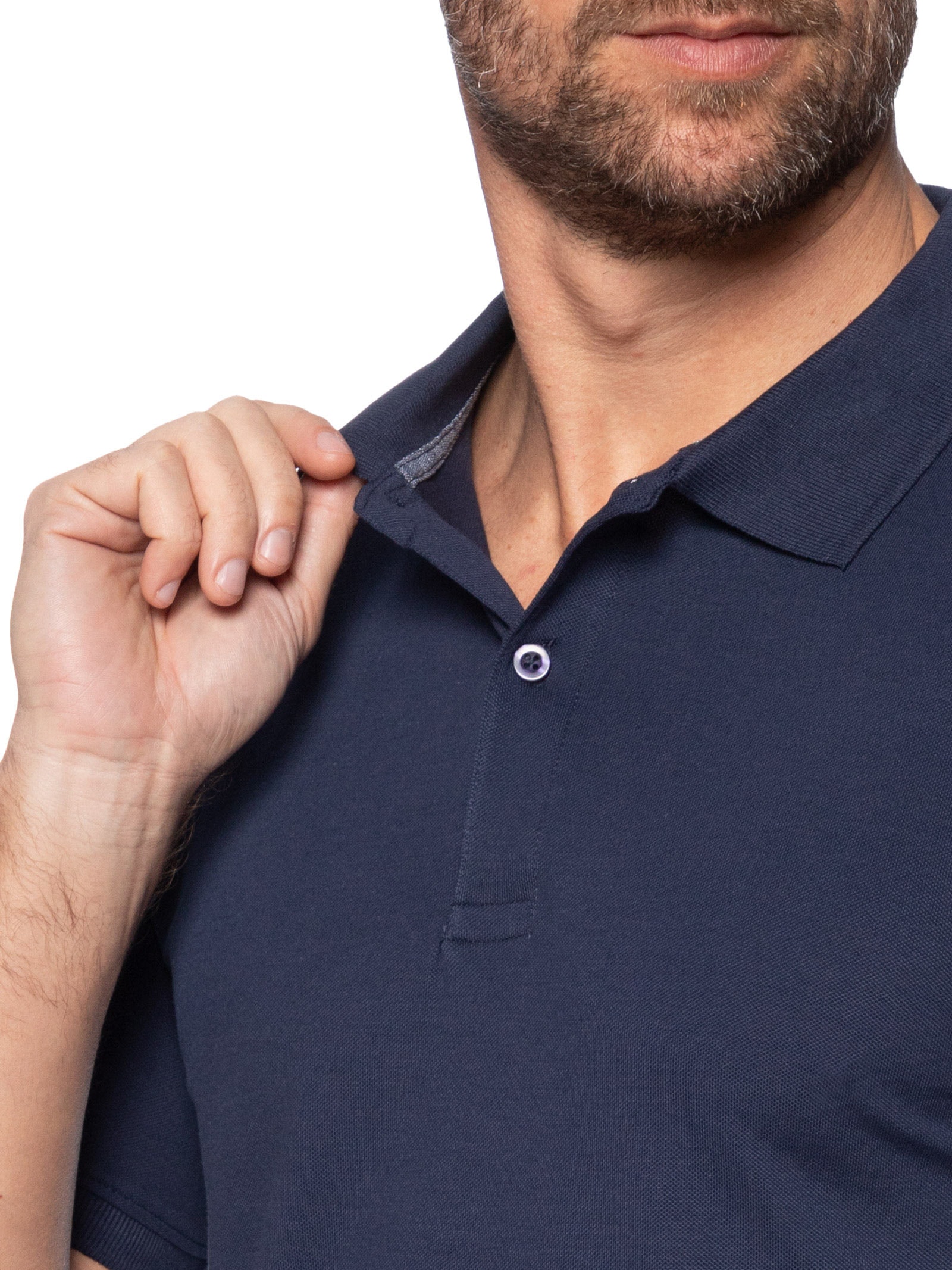 Polo Masculina Piquet Manga Curta Azul '2 Essential