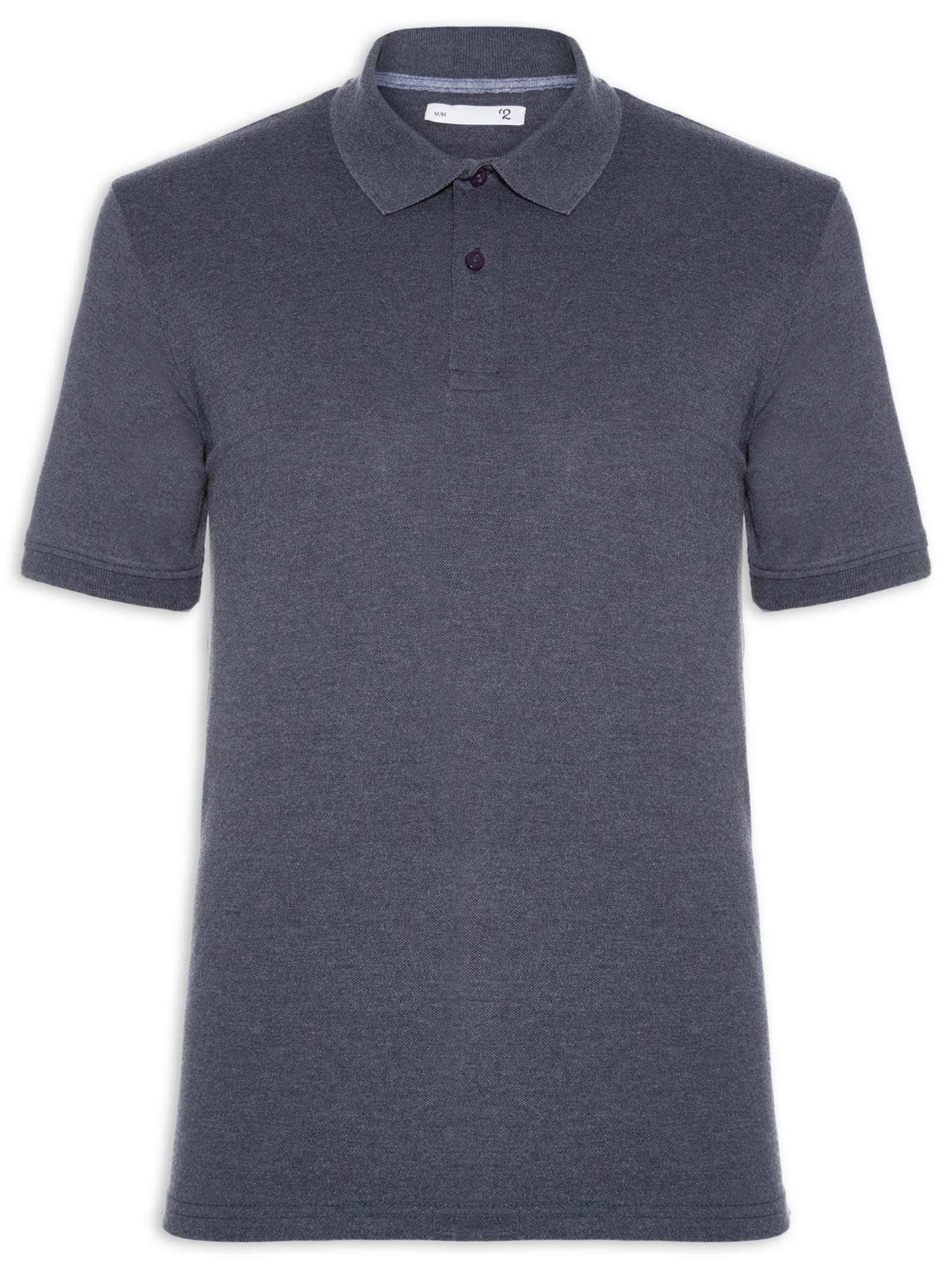 Polo Masculina Piquet Manga Curta Azul '2 Essential