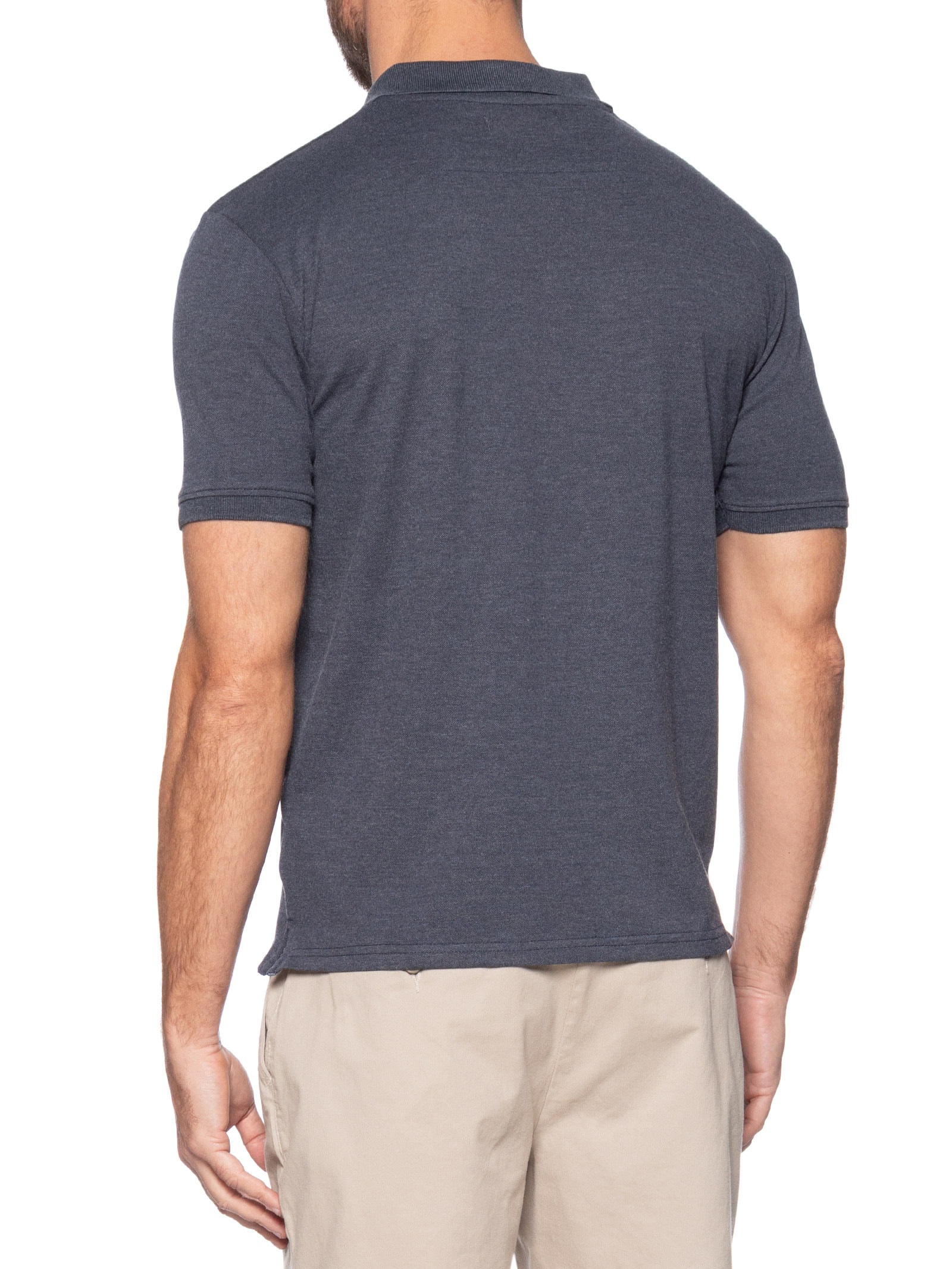 Polo Masculina Piquet Manga Curta Azul '2 Essential