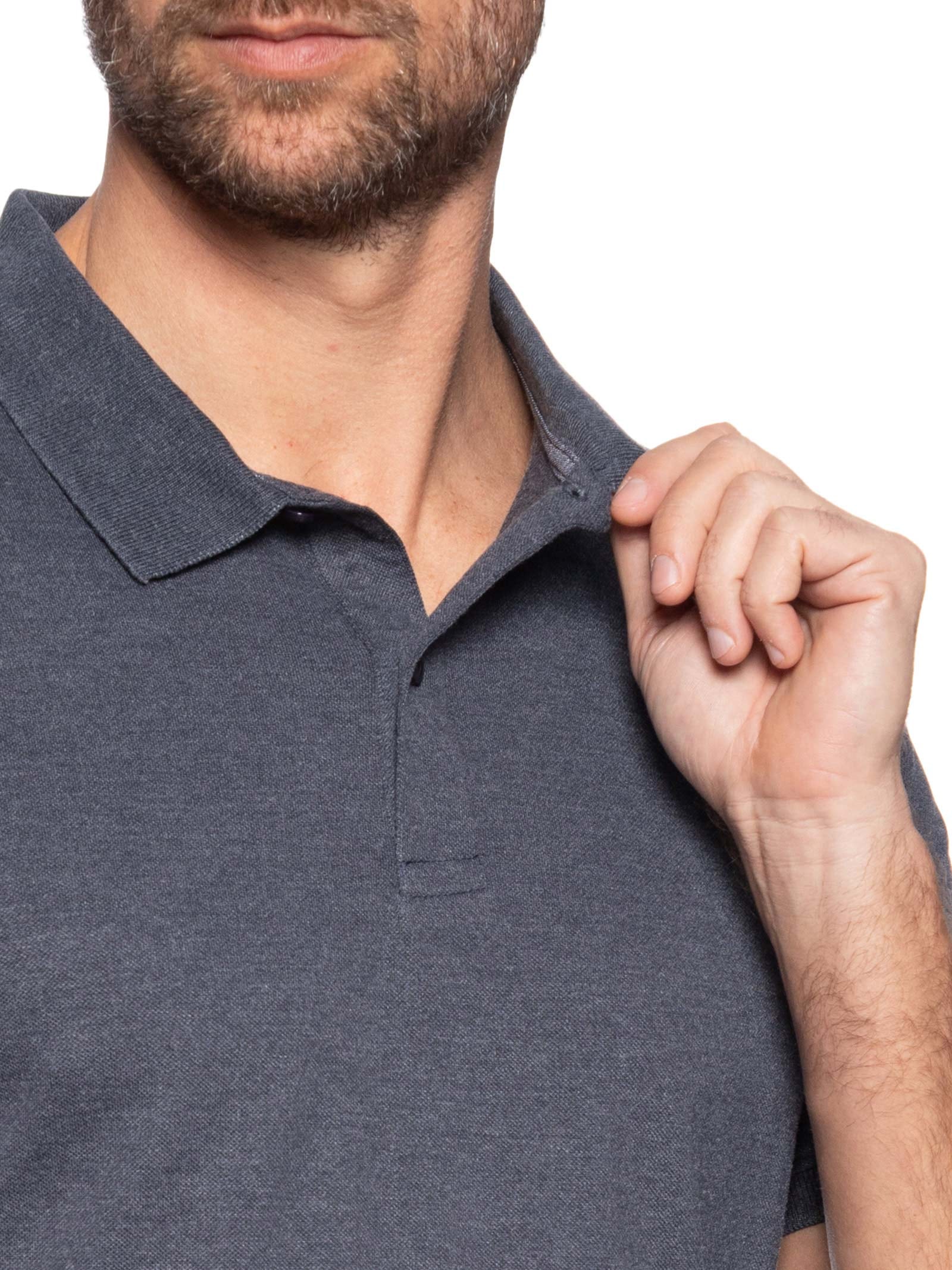 Polo Masculina Piquet Manga Curta Azul '2 Essential