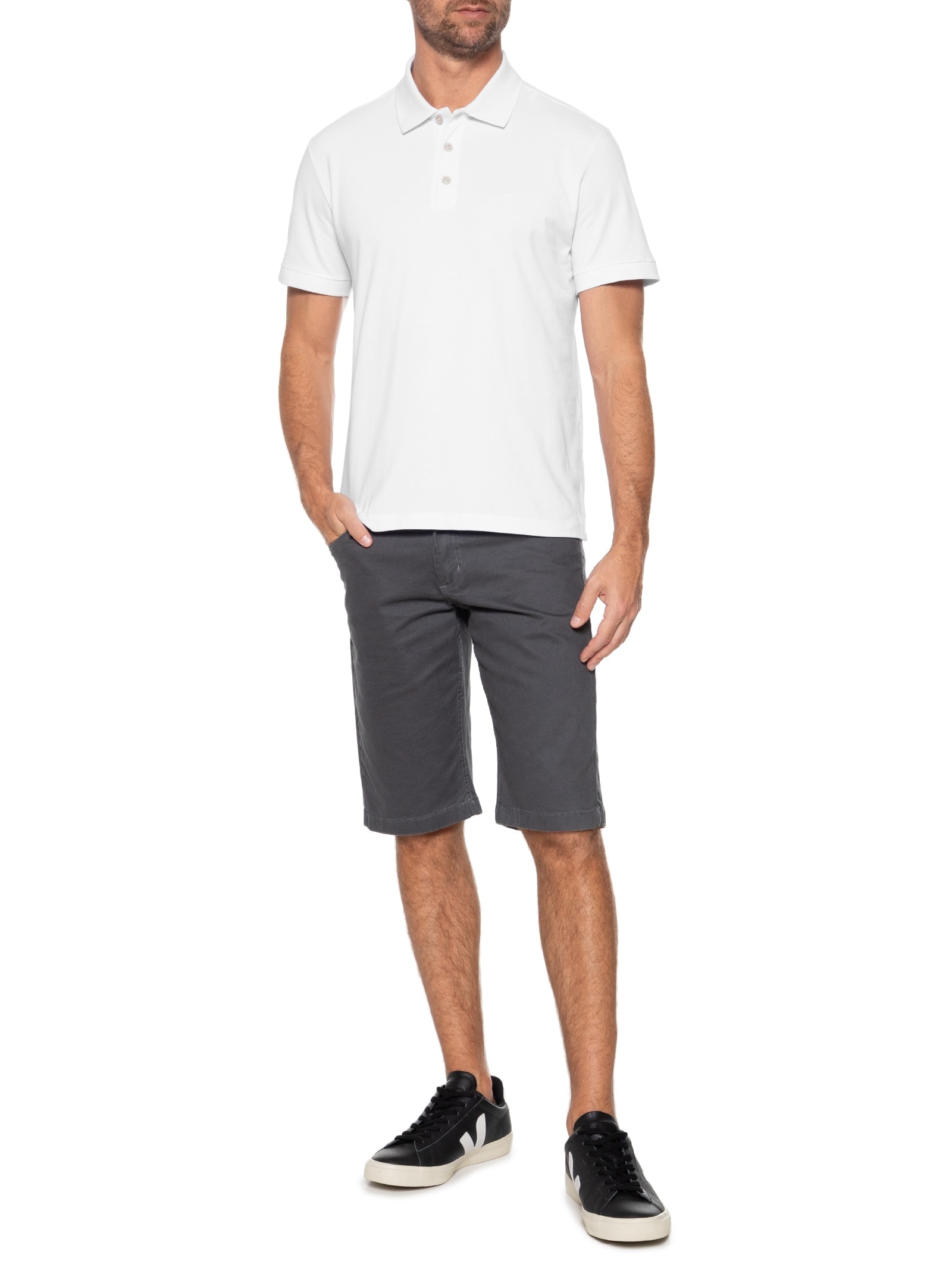 Polo Masculina Piquet Manga Curta Básica Branco Vr