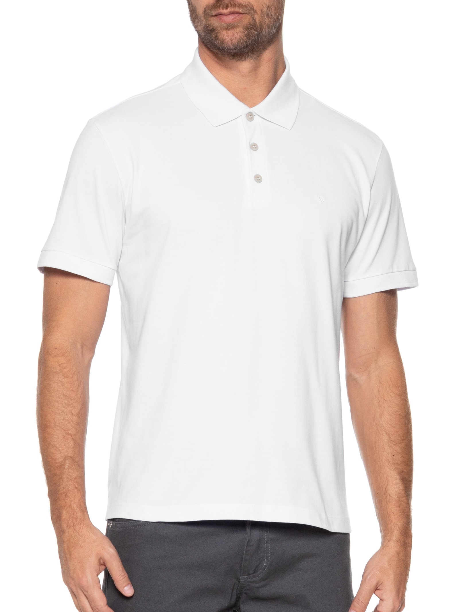 Polo Masculina Piquet Manga Curta Básica Branco Vr