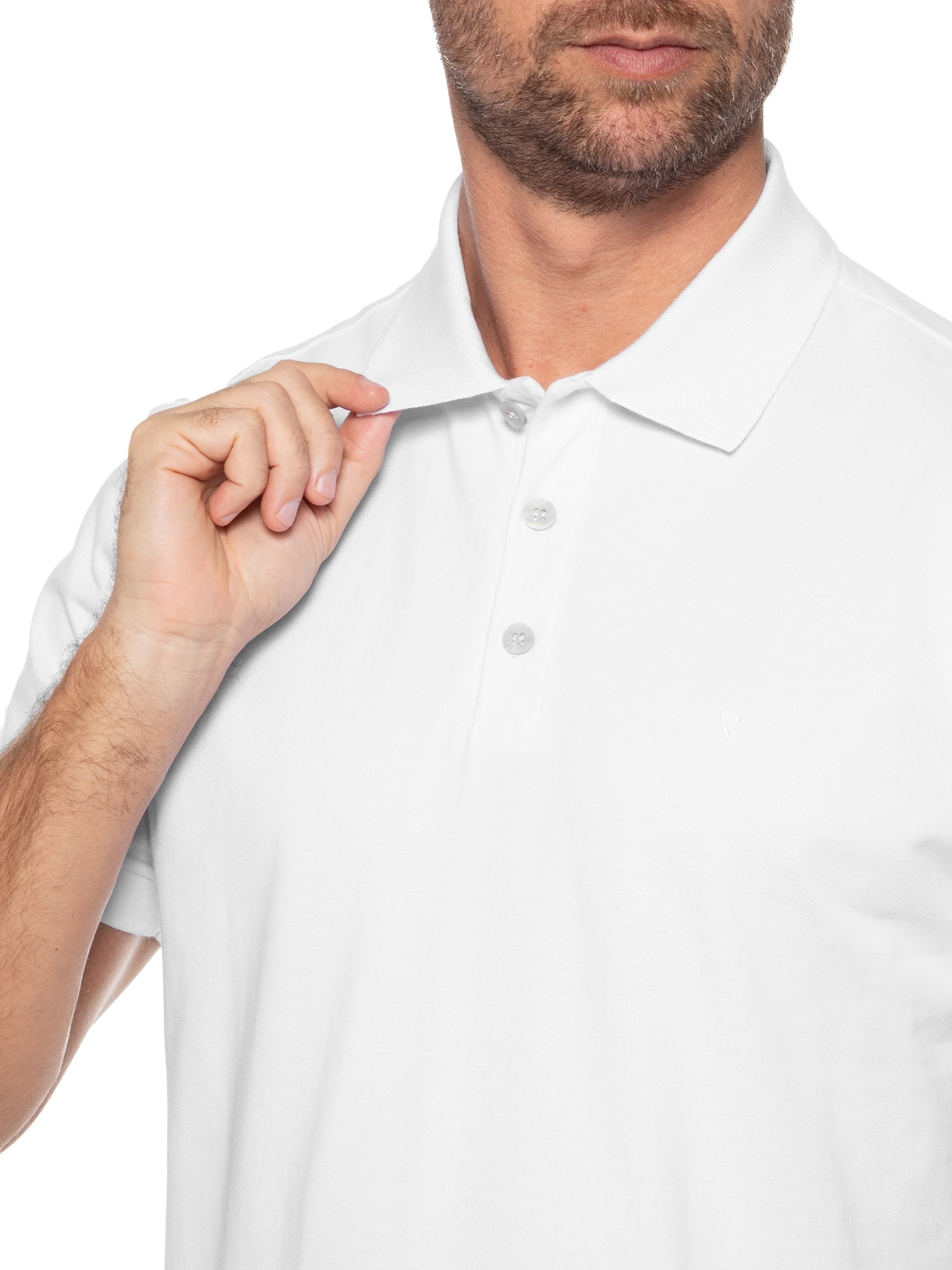 Polo Masculina Piquet Manga Curta Básica Branco Vr