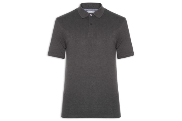 Polo Masculina Piquet Manga Curta - Cinza
