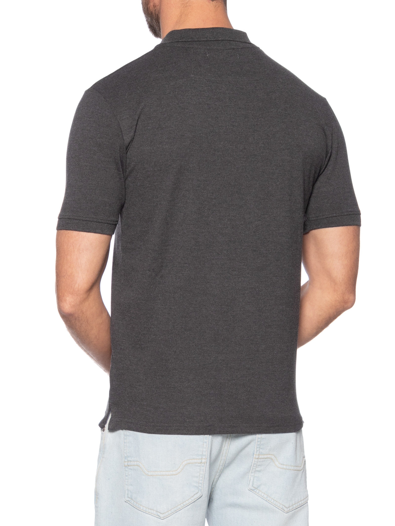 Polo Masculina Piquet Manga Curta Cinza '2 Essential