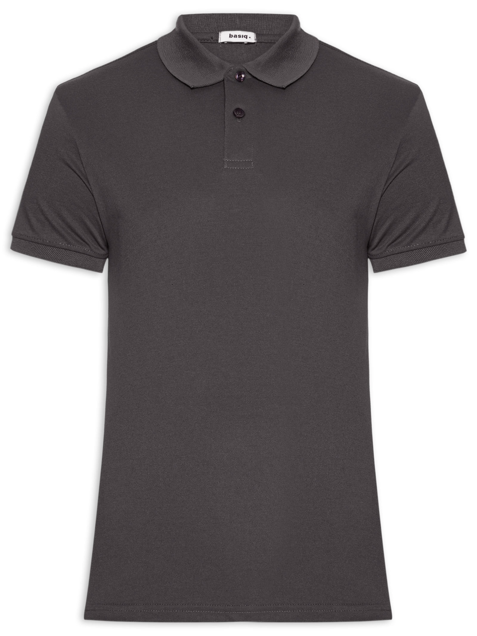 Polo Masculina Piquet Manga Curta Cinza Basiq Men