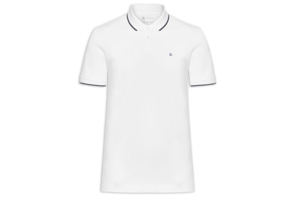 Pólo Masculina Piquet Manga Curta Friso - Branco