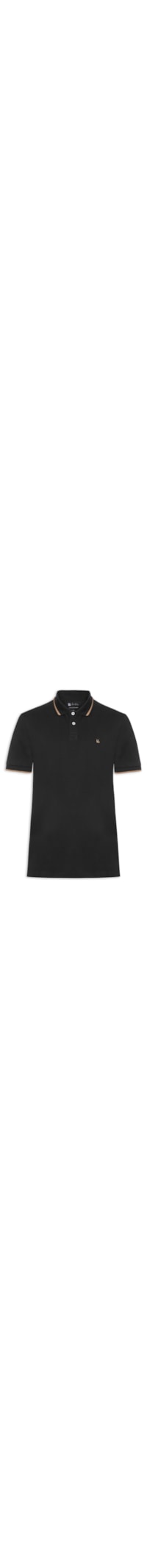 Pólo Masculina Piquet Manga Curta Friso - Preto