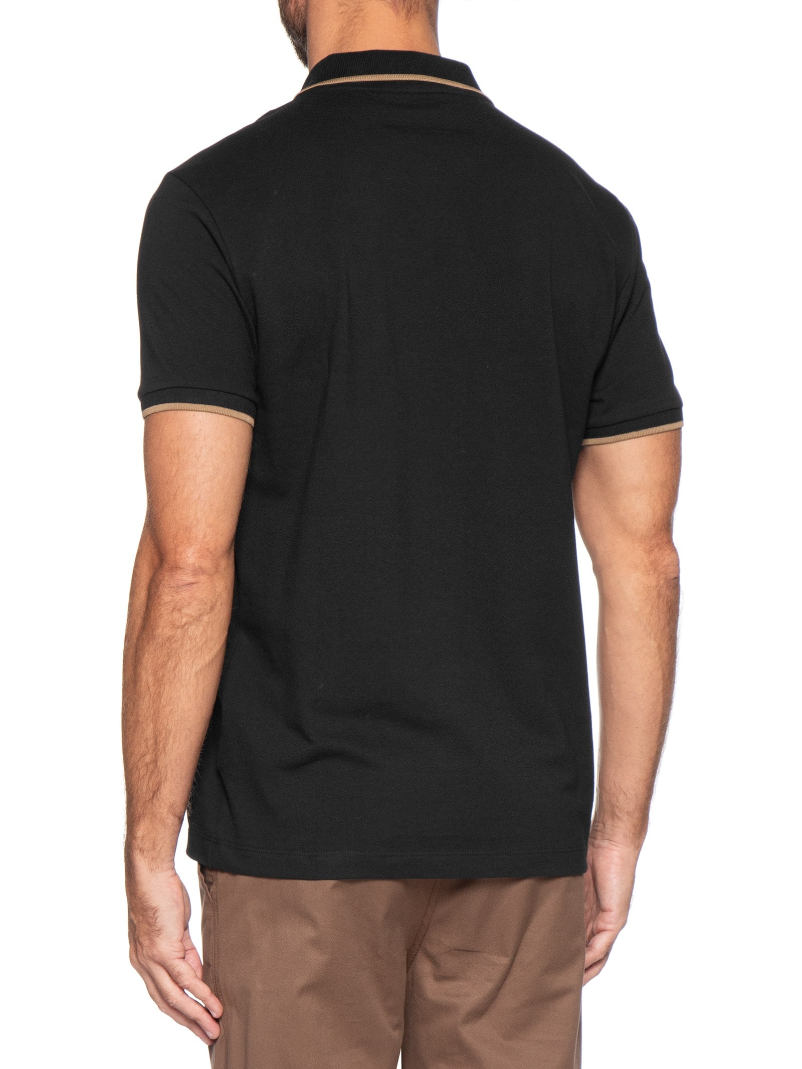 Pólo Masculina Piquet Manga Curta Friso Preto Foxton