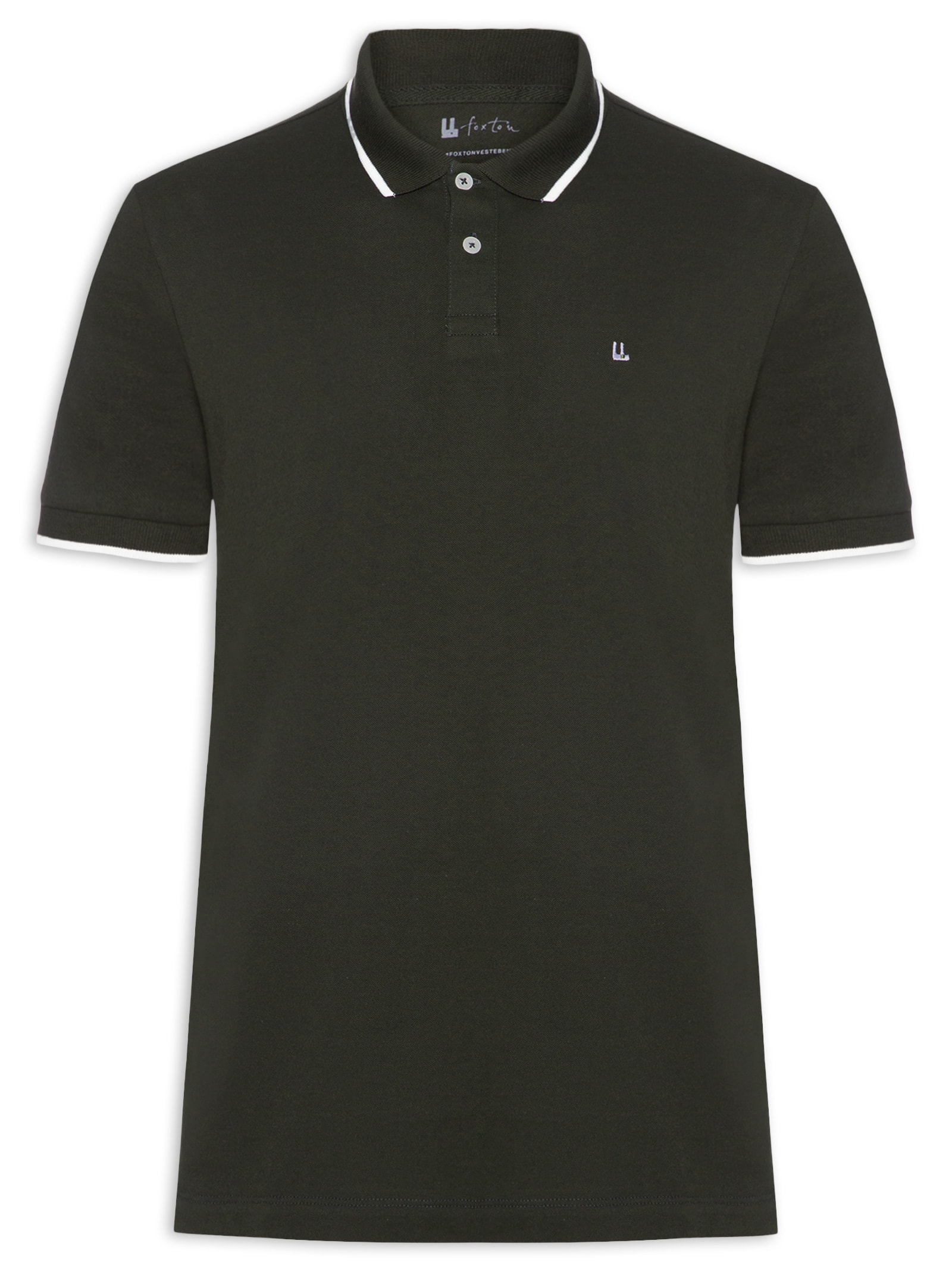 Pólo Masculina Piquet Manga Curta Friso Verde Foxton