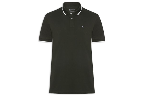 Pólo Masculina Piquet Manga Curta Friso - Verde