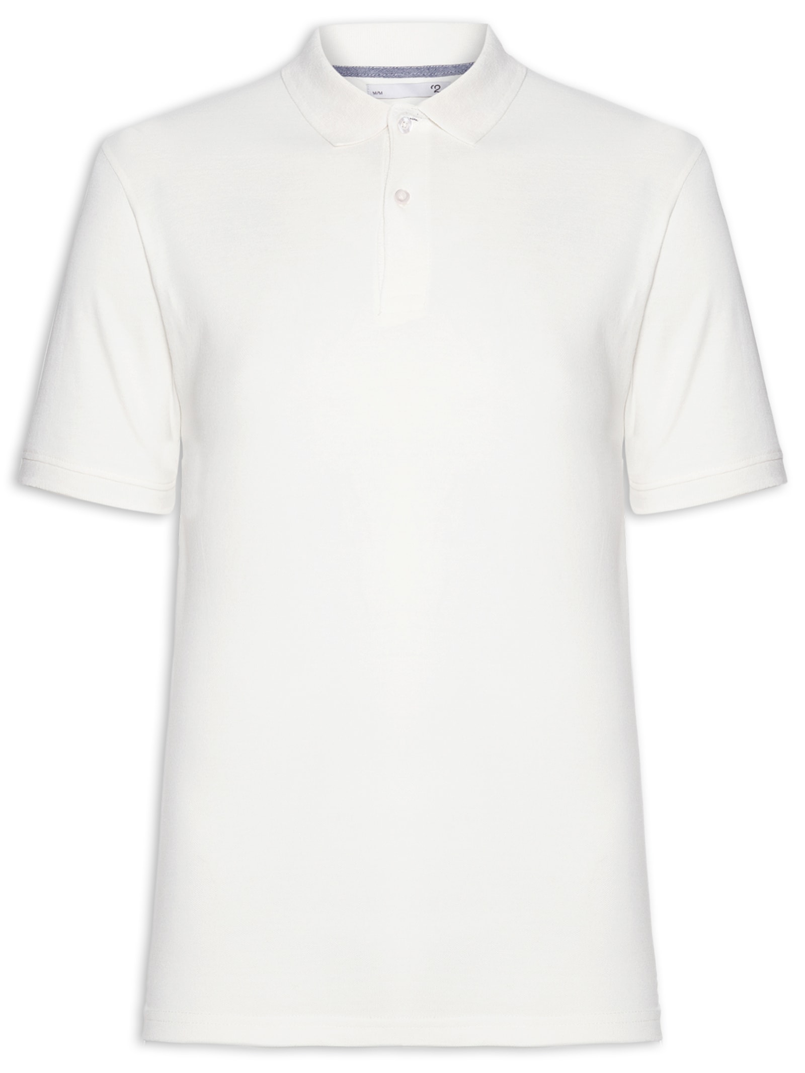 Polo Masculina Piquet Manga Curta Off White '2 Essential