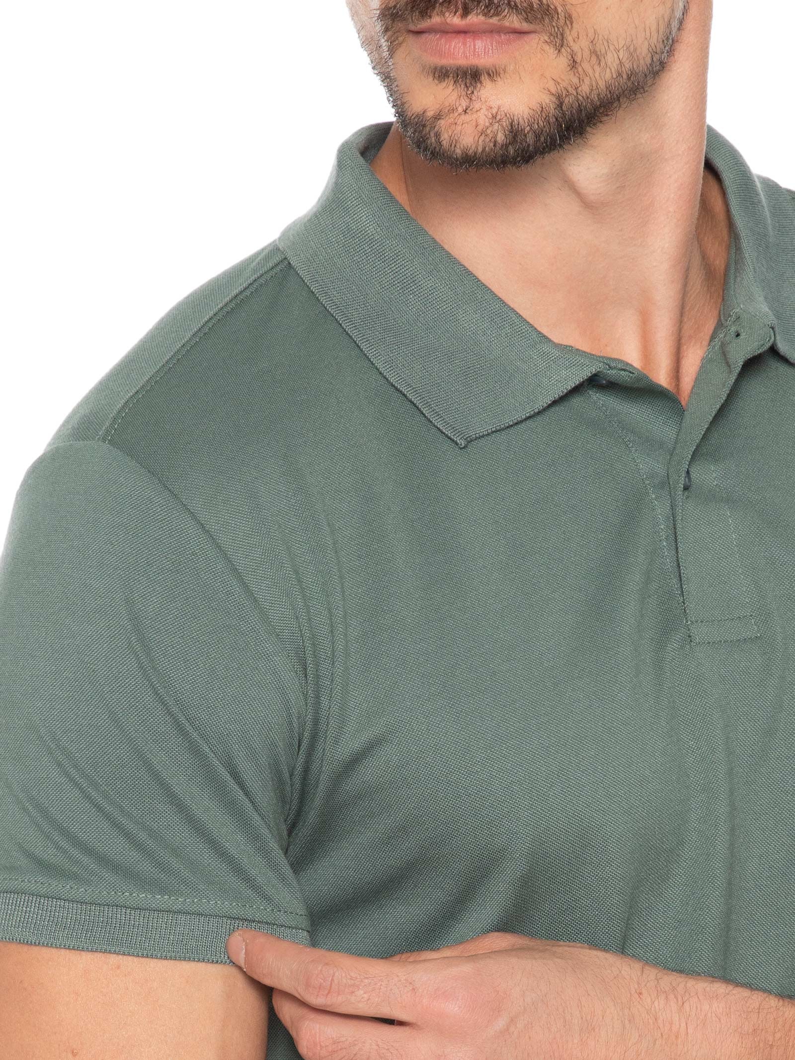 Polo Masculina Piquet Manga Curta Verde Basiq Men
