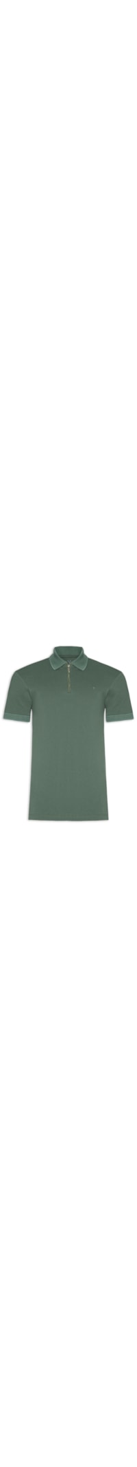 Polo Masculina Piquet Manga Curta Zíper Jacquard - Verde