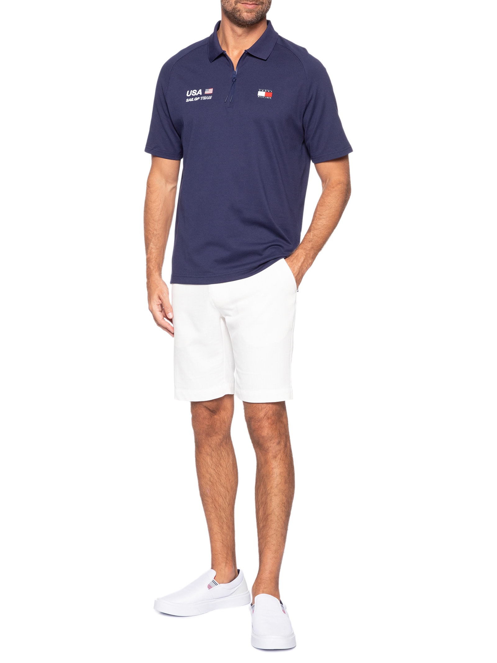 Polo Masculina Piquet Performance US Sailgp Azul Tommy Hilfiger