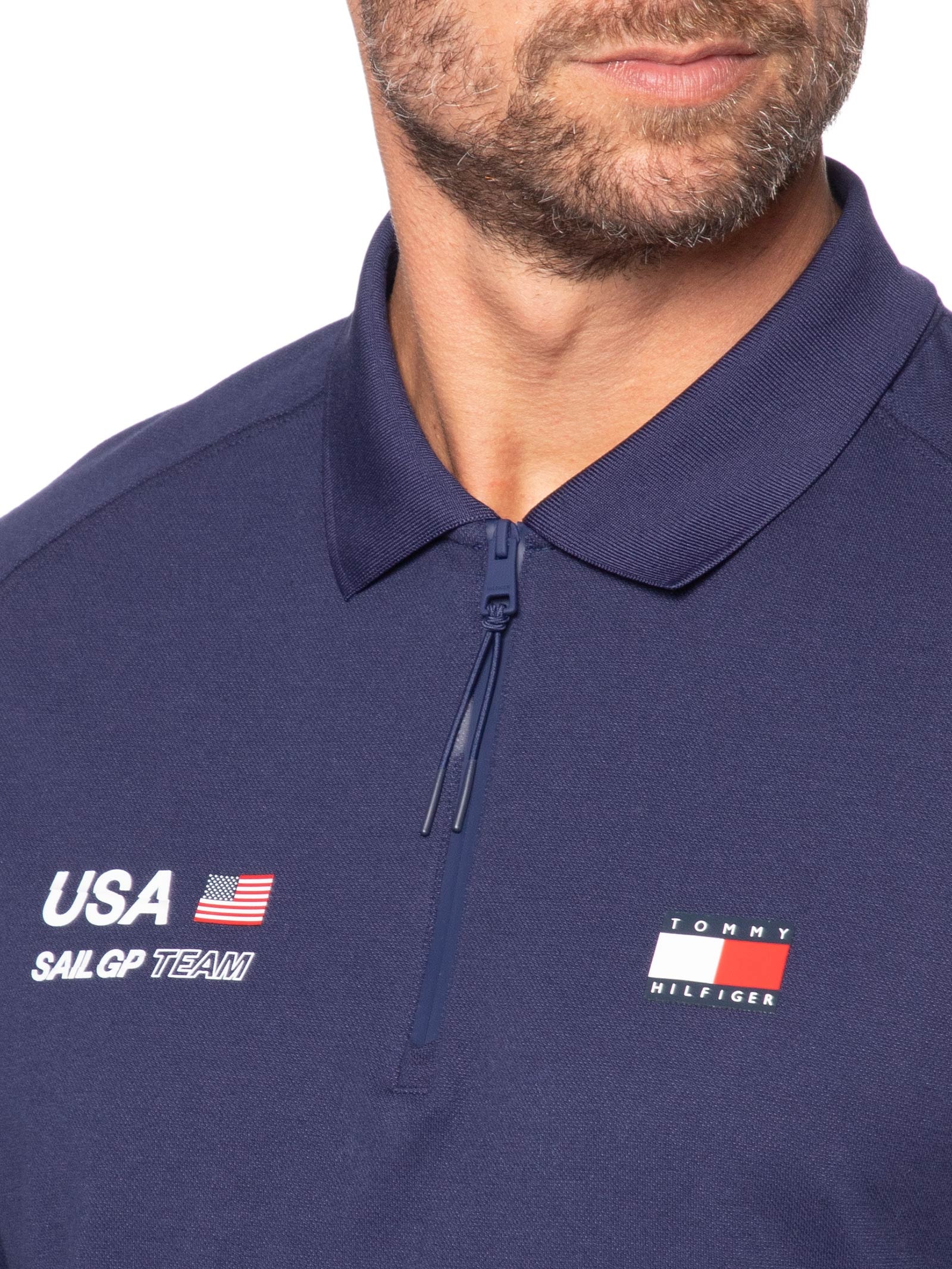 Polo Masculina Piquet Performance US Sailgp Azul Tommy Hilfiger
