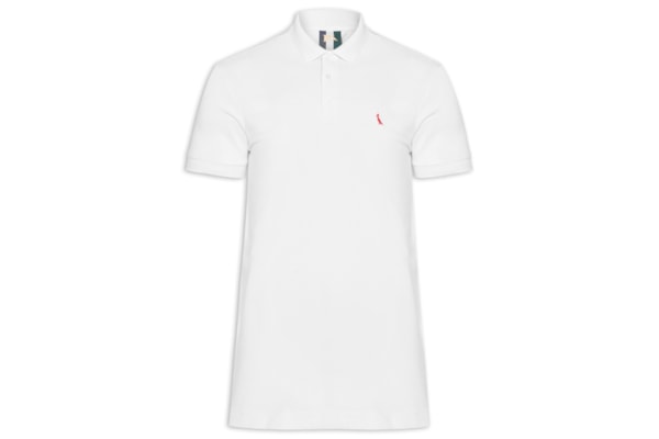 Polo Masculina Piquet Pica Pau Vermelho - Branco