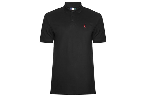 Polo Masculina Piquet Pica Pau Vermelho - Preto