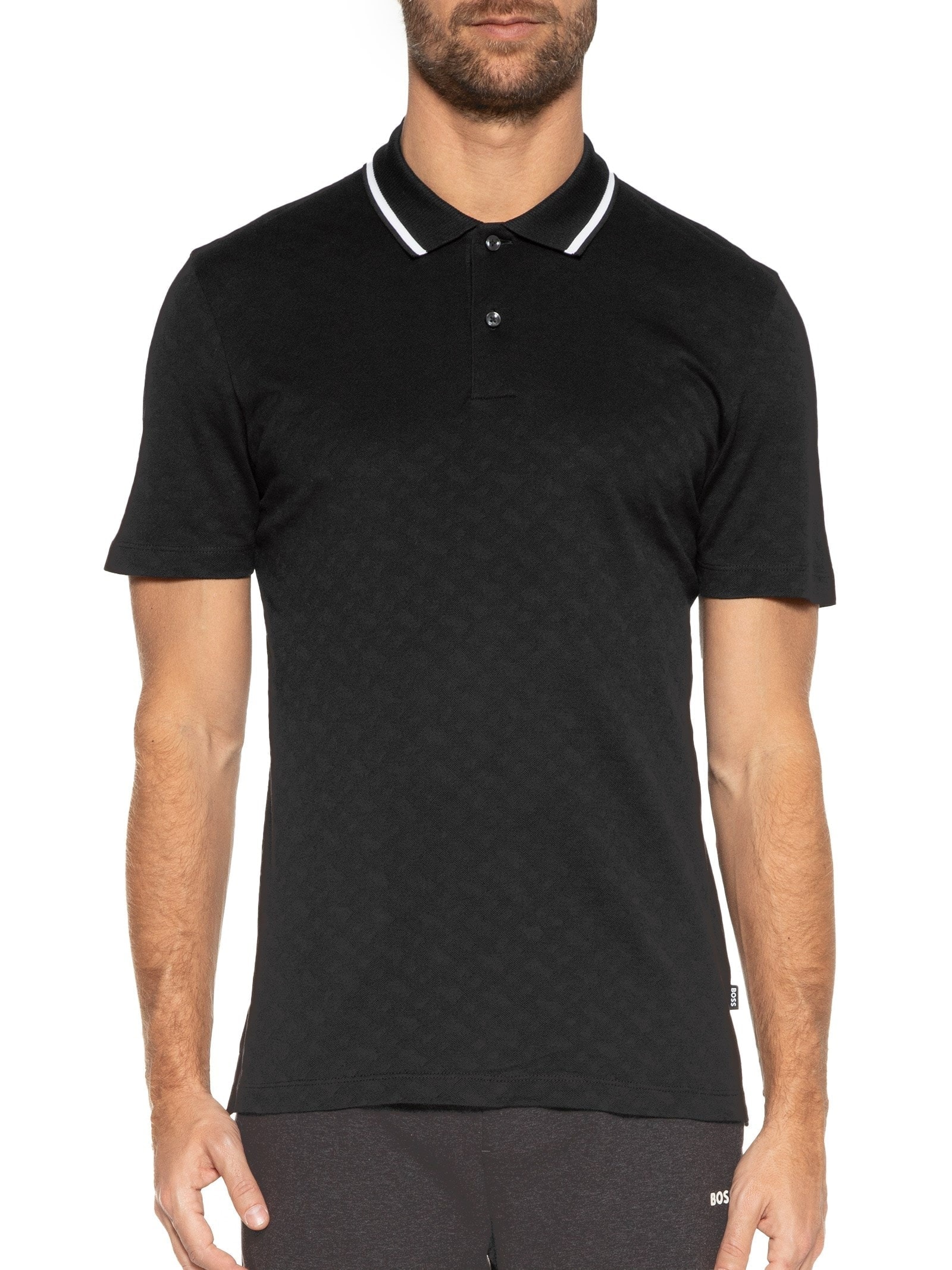 Polo Masculina Piquet Preto Boss