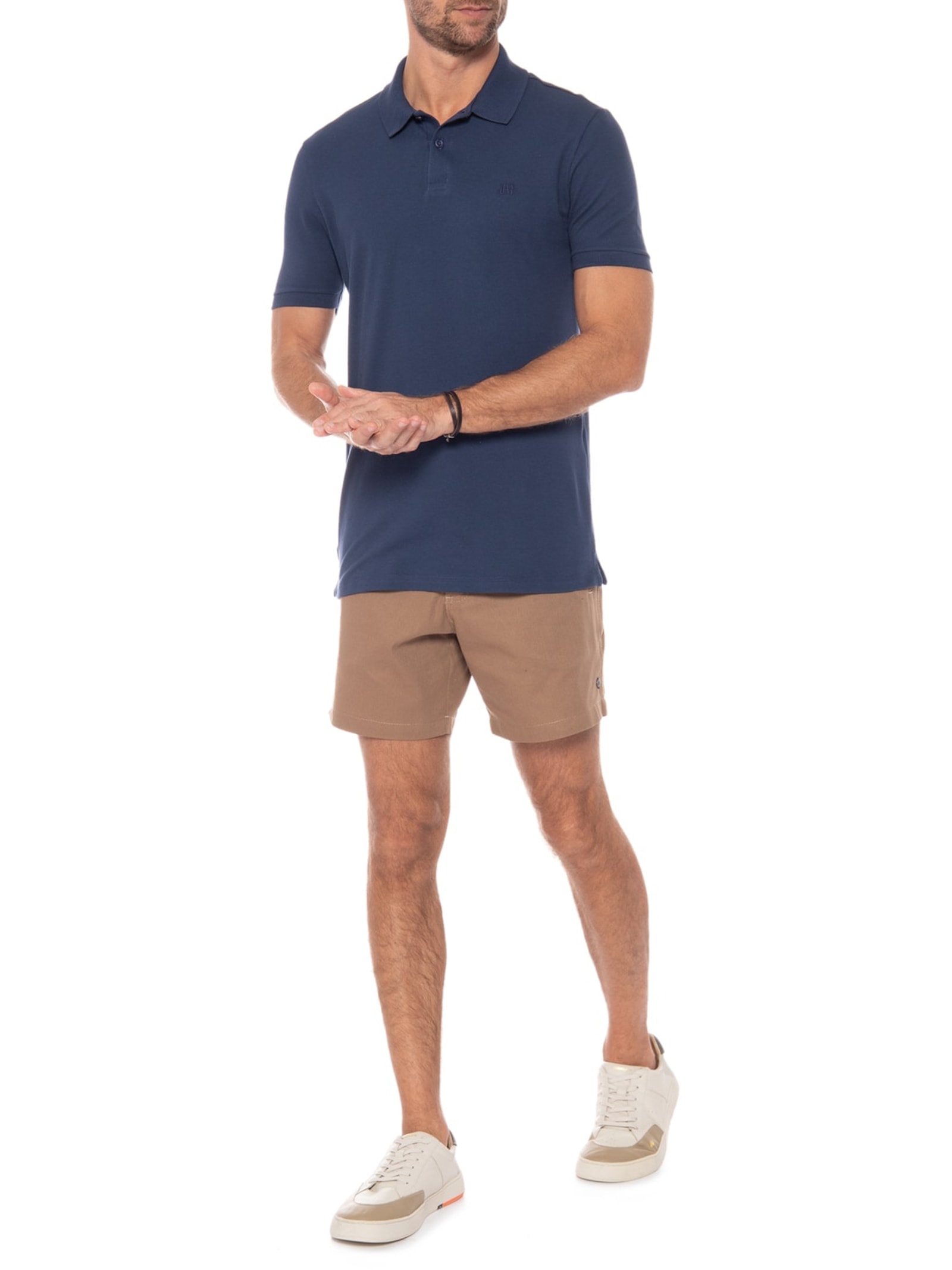 Polo Masculina Piquet Sem Friso Azul Jab