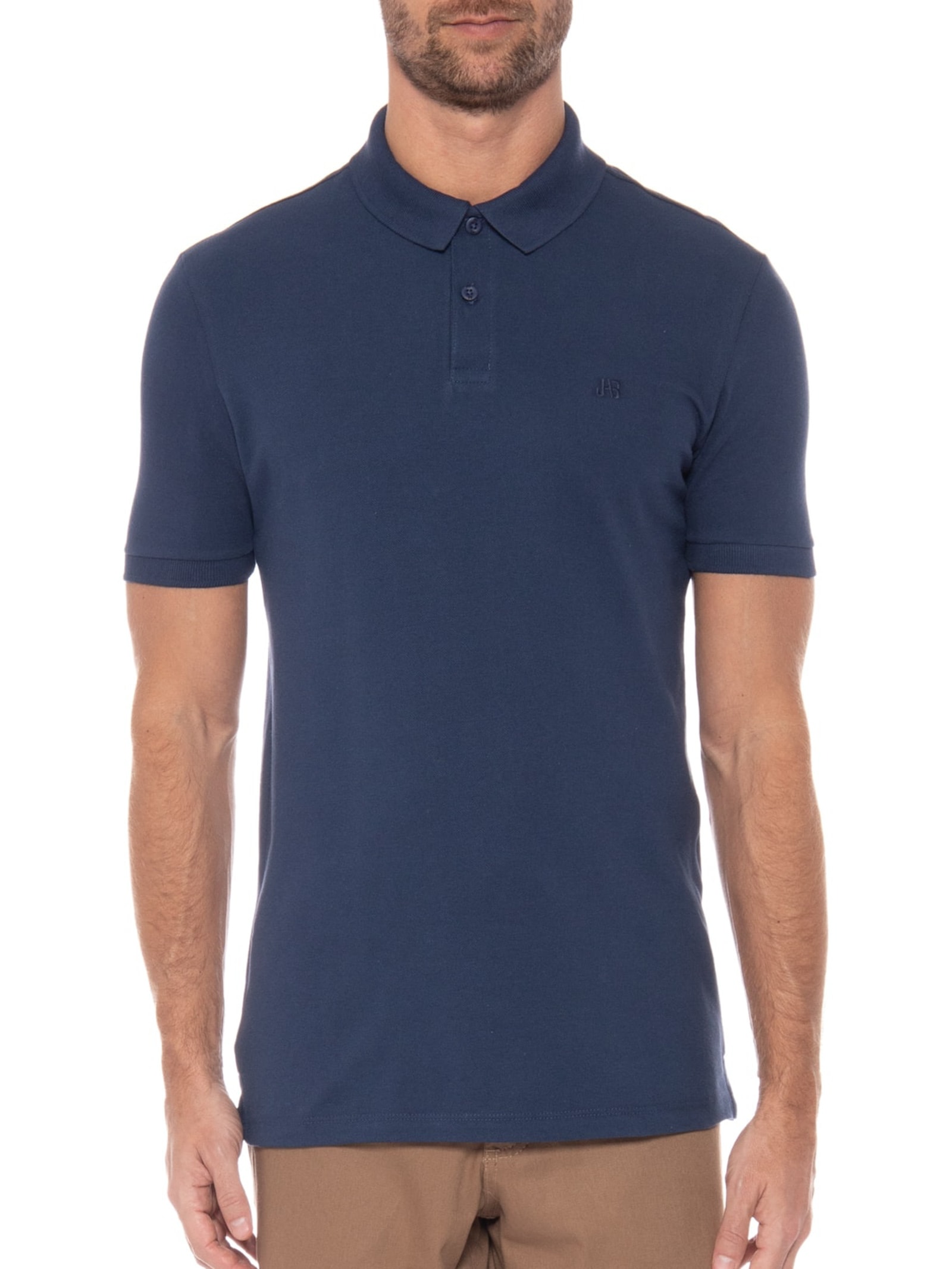 Polo Masculina Piquet Sem Friso Azul Jab