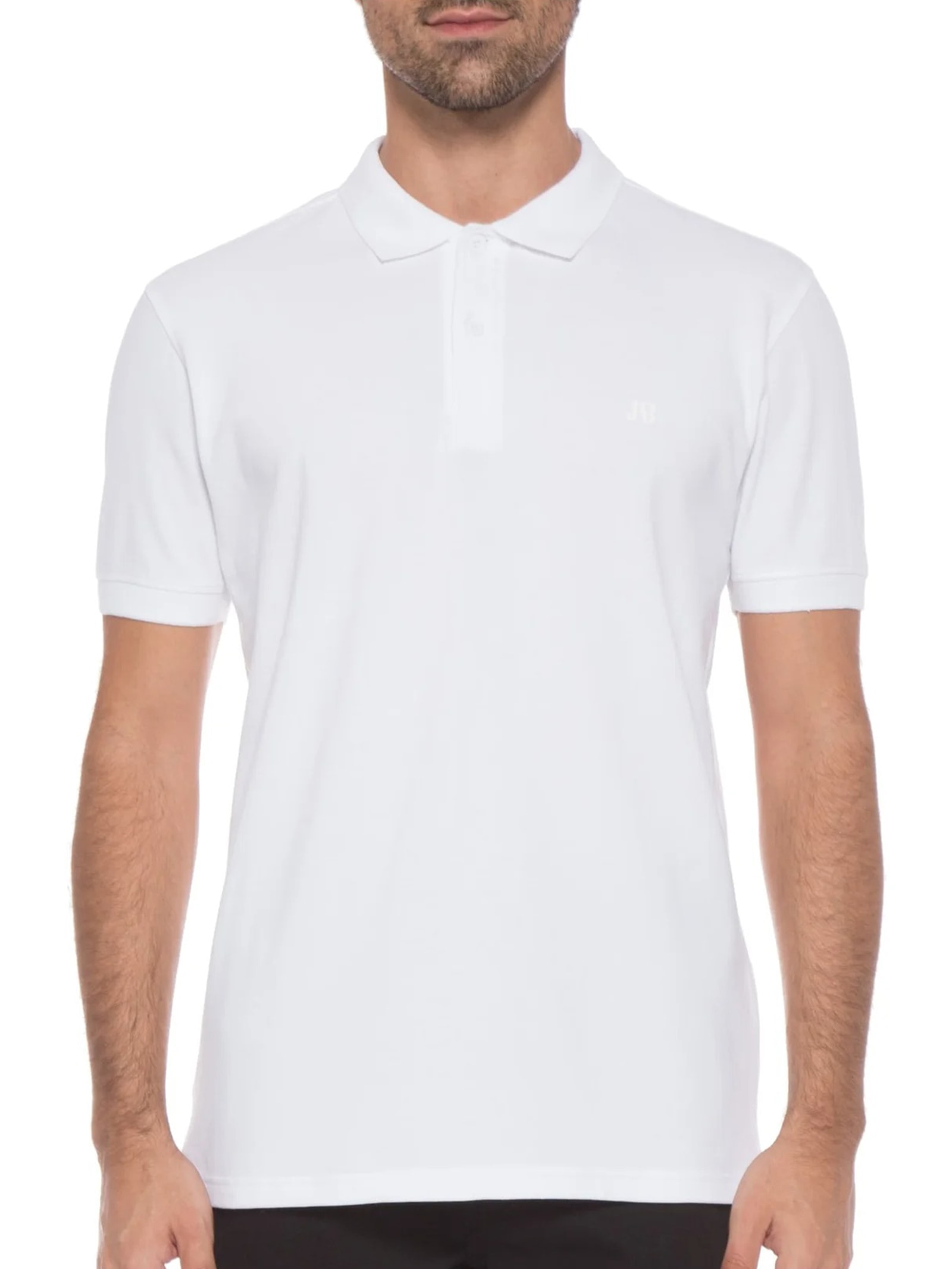 Polo Masculina Piquet Sem Friso Branco Jab