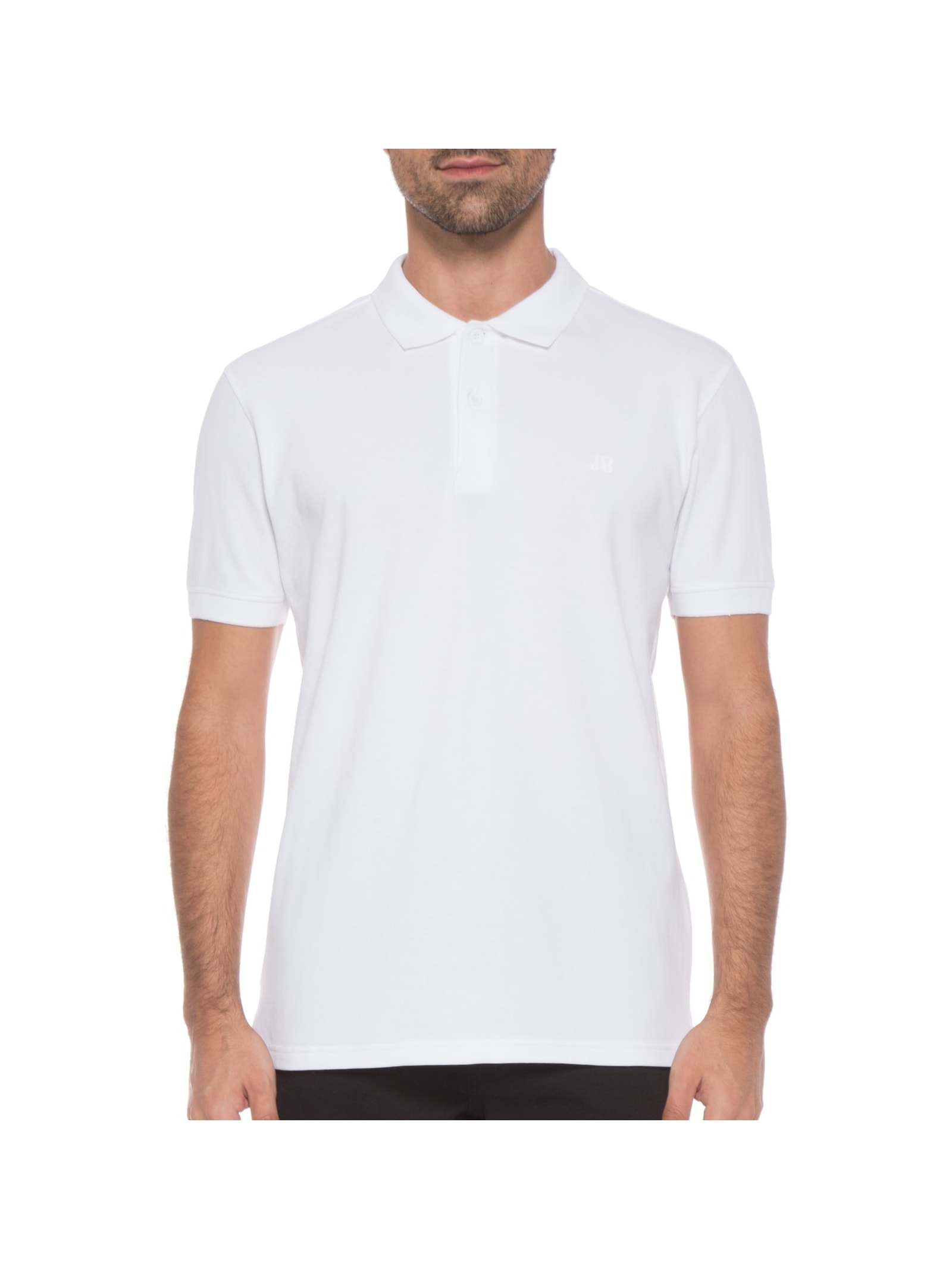 Polo Masculina Piquet Stretch Básica Branco Jab