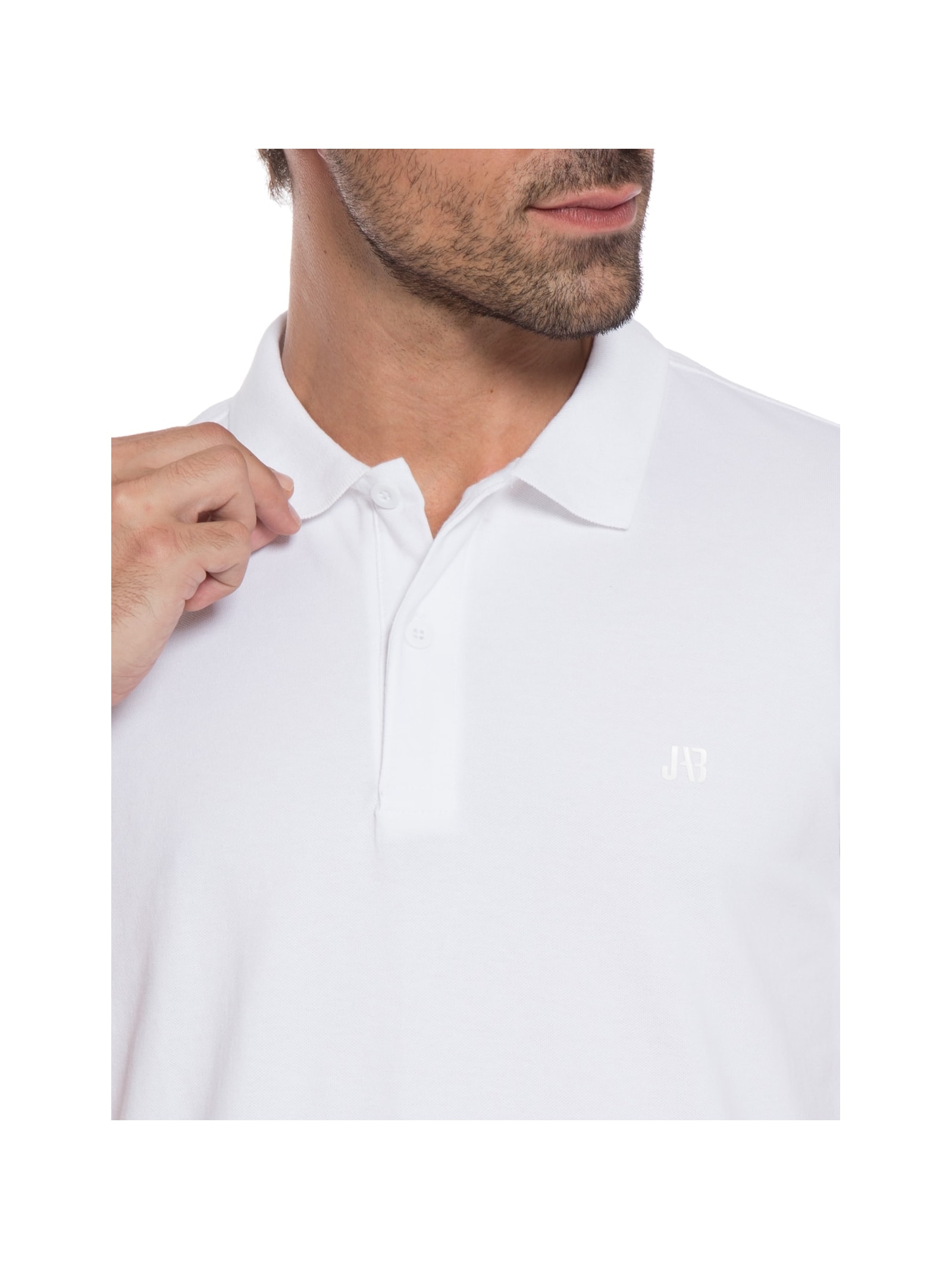 Polo Masculina Piquet Stretch Básica Branco Jab