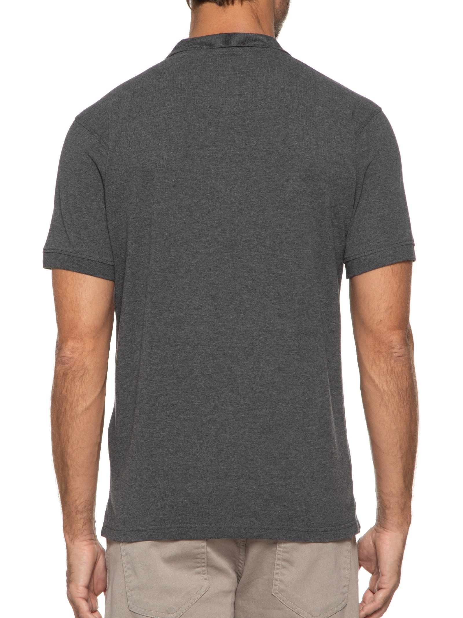 Polo Masculina Piquet Stretch Básica Cinza Jab