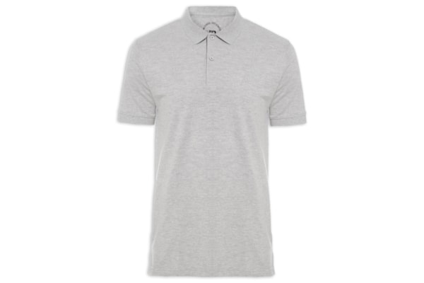 Polo Masculina Piquet Stretch Básica - Cinza