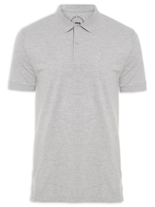 Polo Masculina Piquet Stretch Básica - Cinza