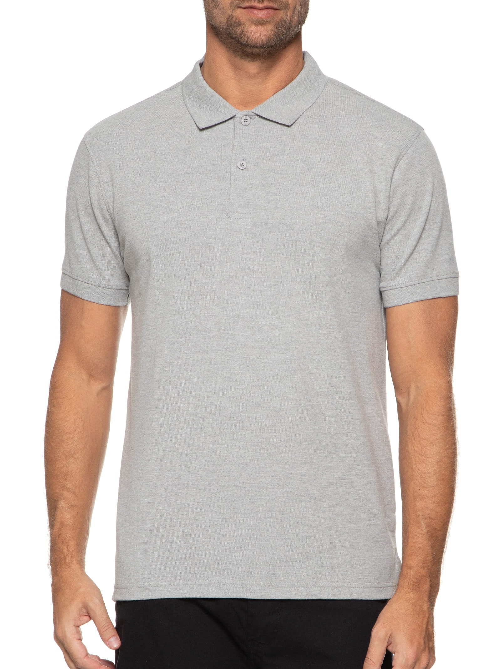 Polo Masculina Piquet Stretch Básica Cinza Jab