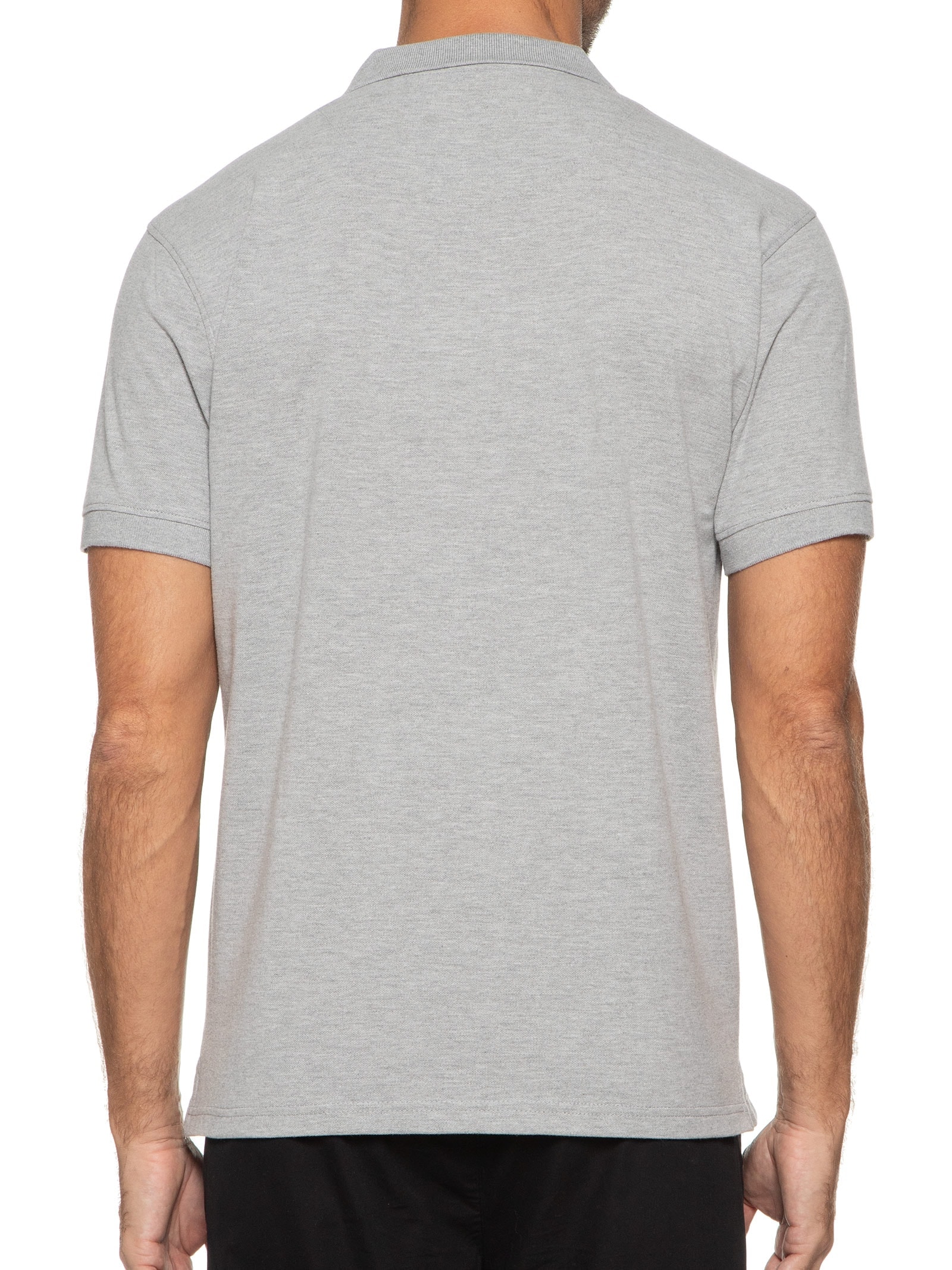 Polo Masculina Piquet Stretch Básica Cinza Jab
