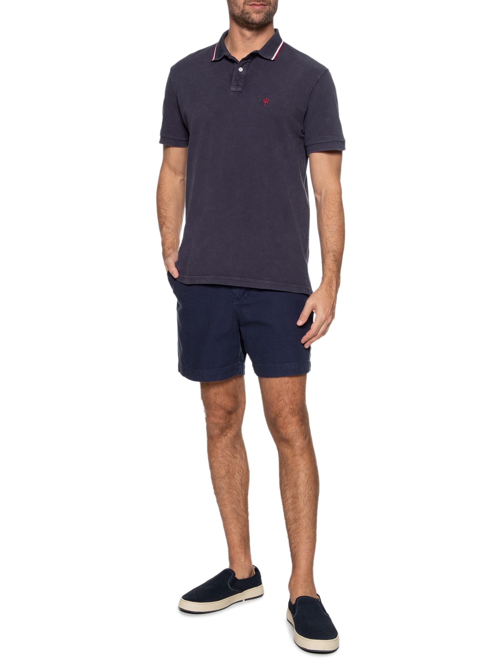 Polo Masculina Piquet Tridente Azul Osklen
