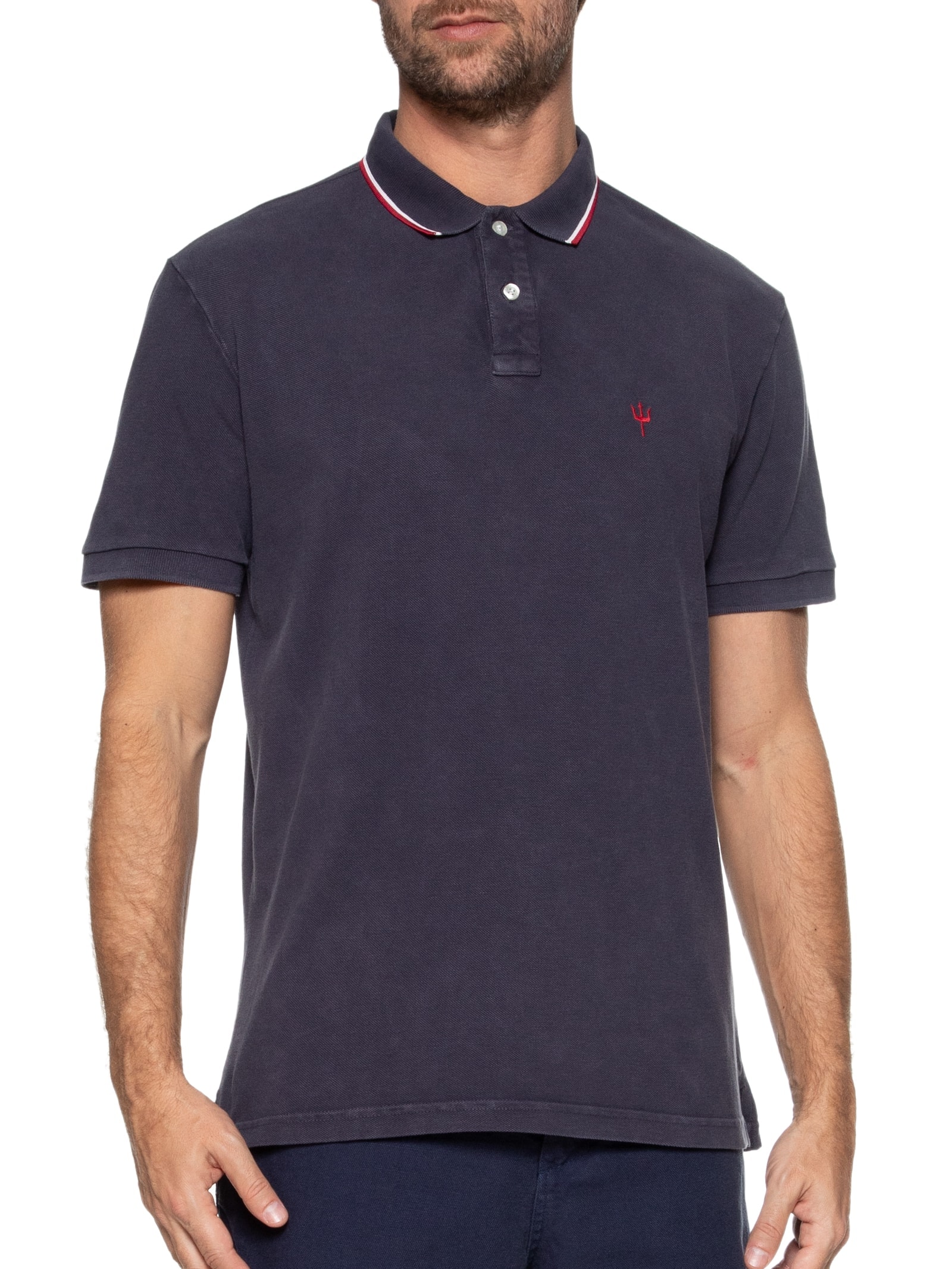Polo Masculina Piquet Tridente Azul Osklen