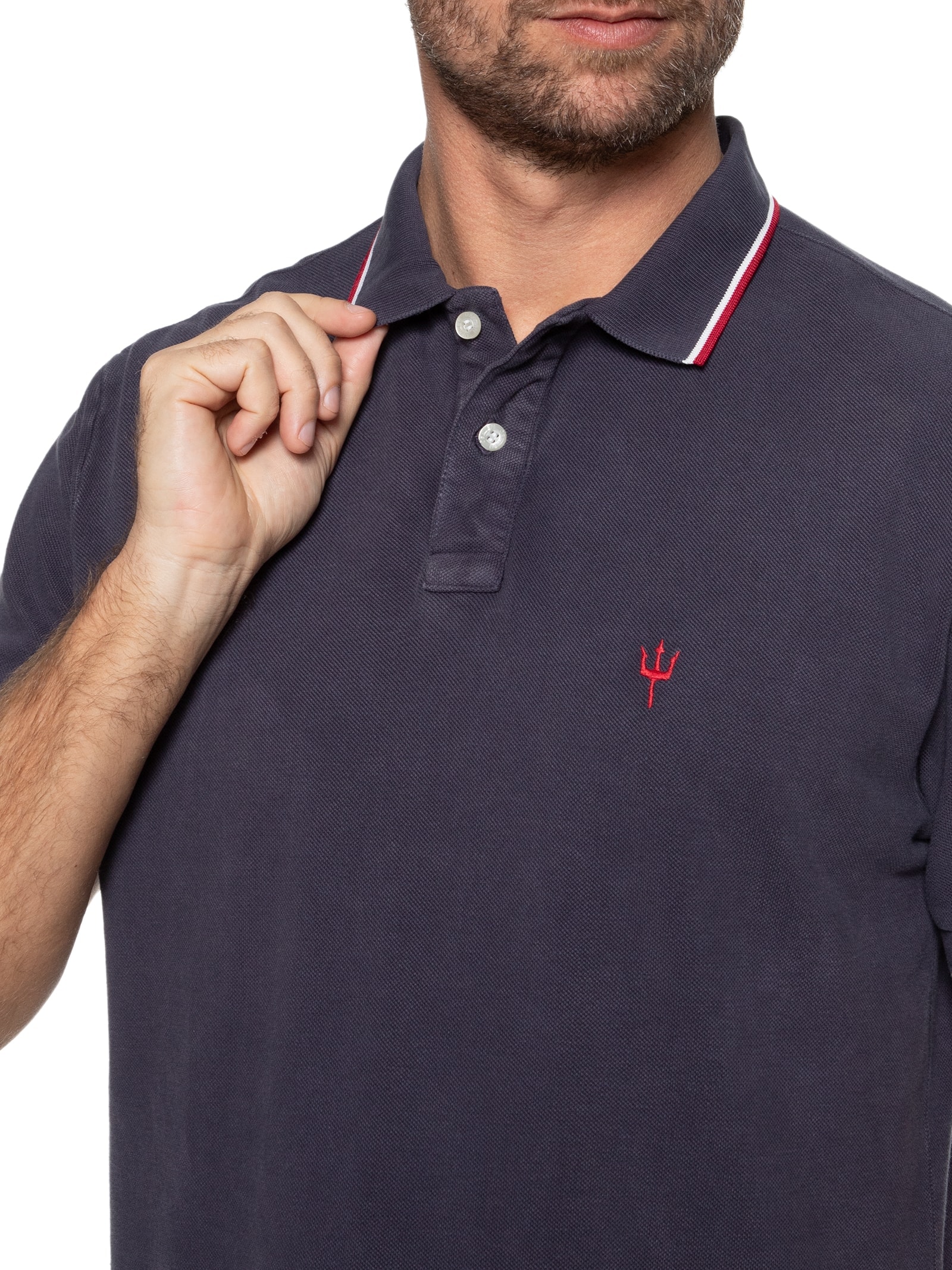 Osklen - Polo Masculina Piquet Tridente - Azul