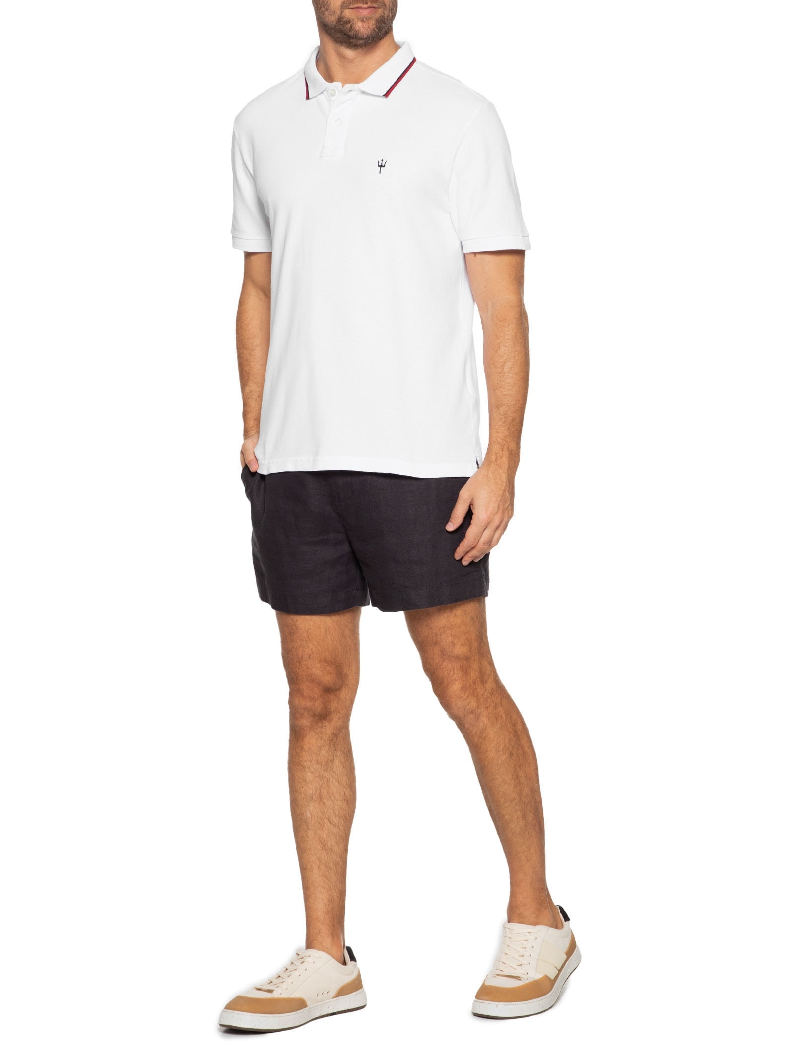 Polo Masculina Piquet Tridente Branco Osklen