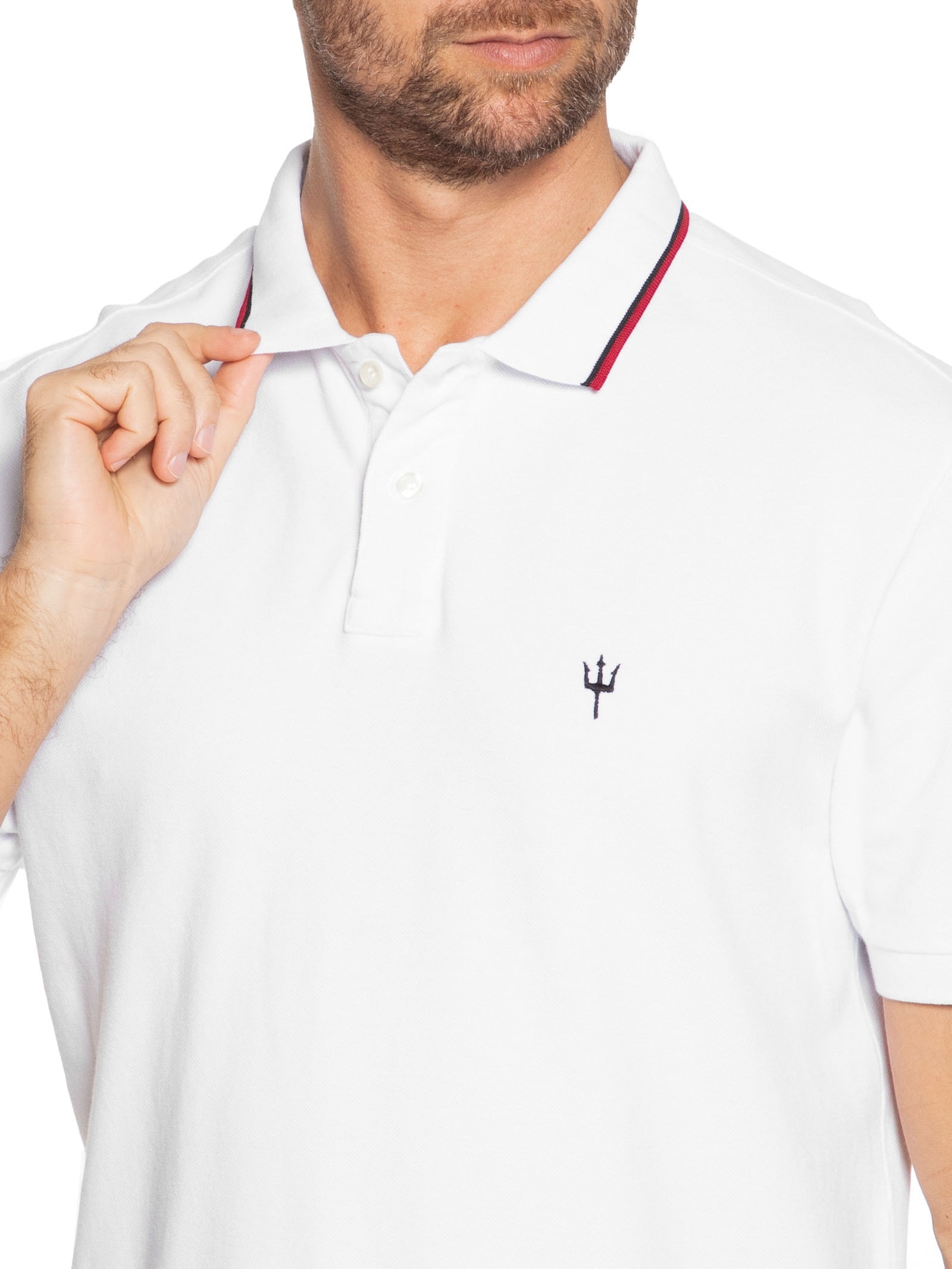 Polo Masculina Piquet Tridente Branco Osklen