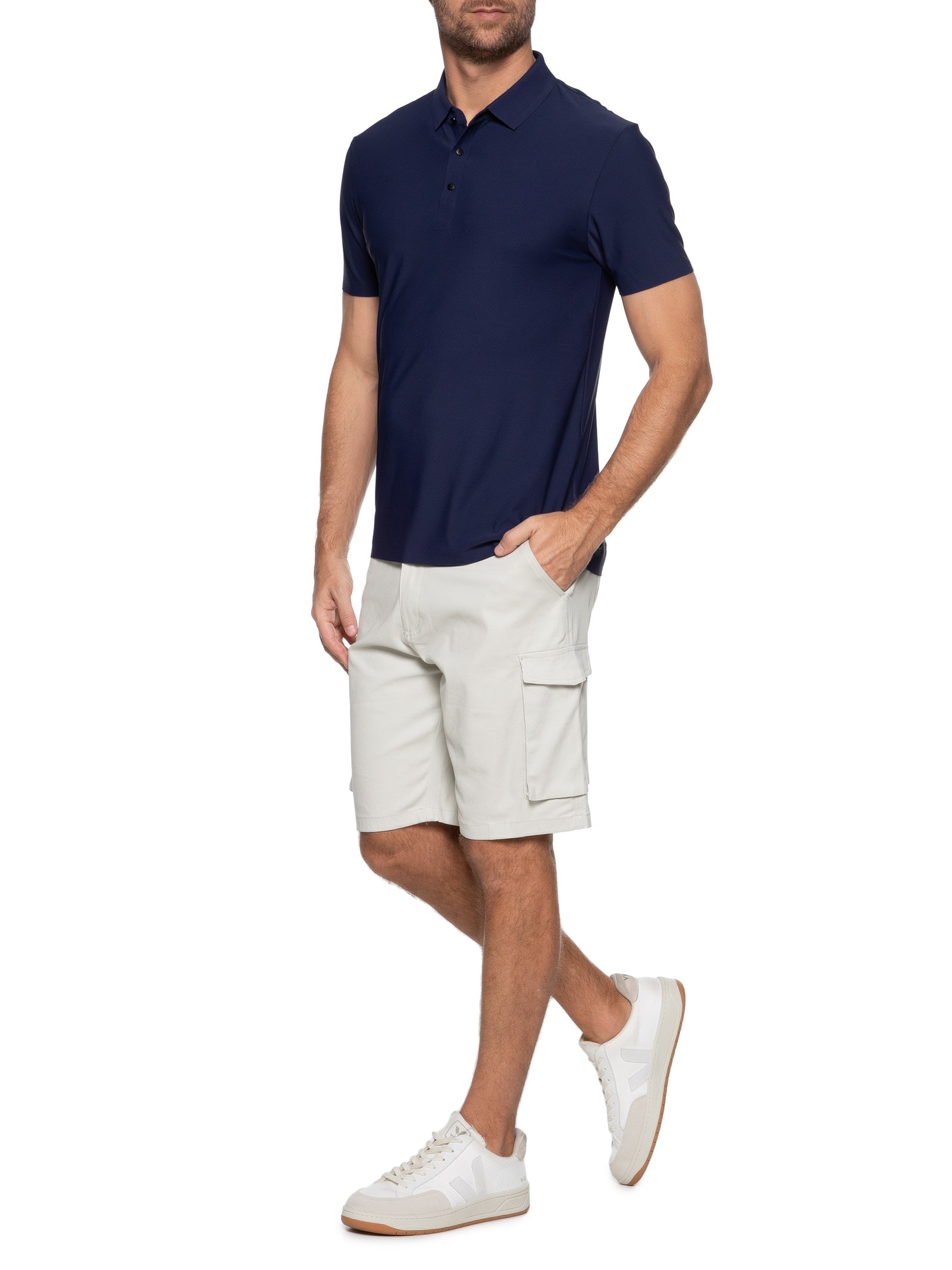 Polo Masculina Poliamida Azul  Basiq Men