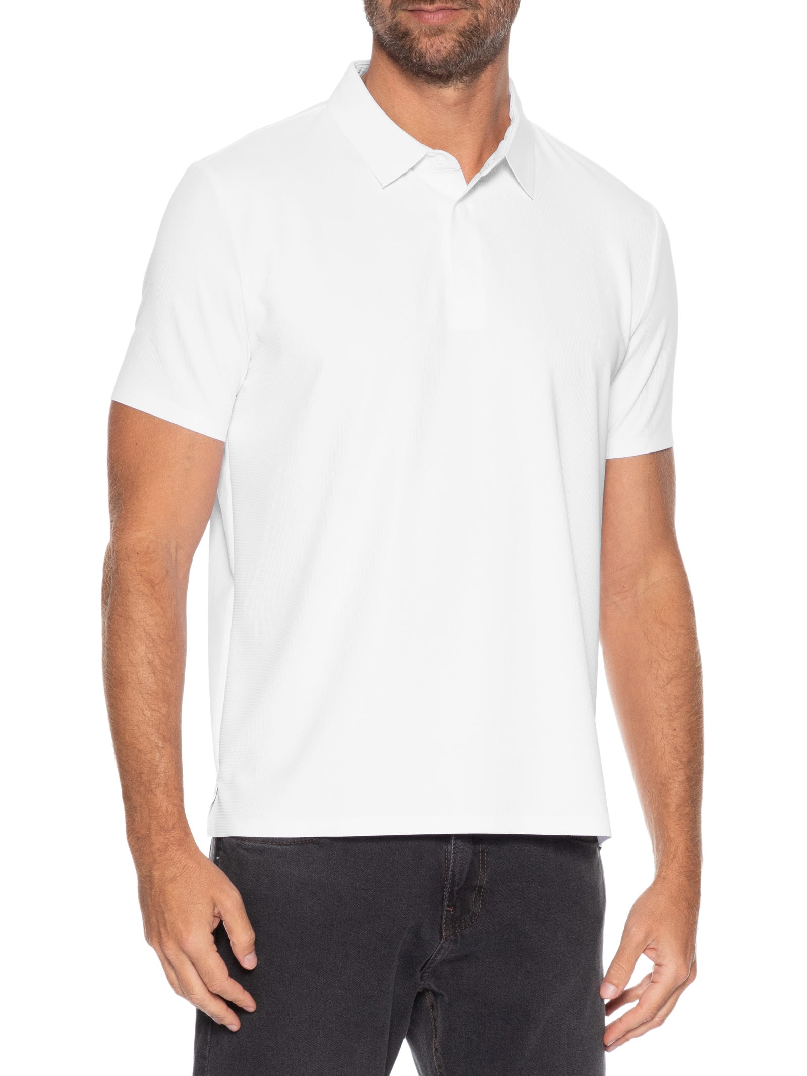 Polo Masculina Poliamida Não Amassa – Branco '2 Essential