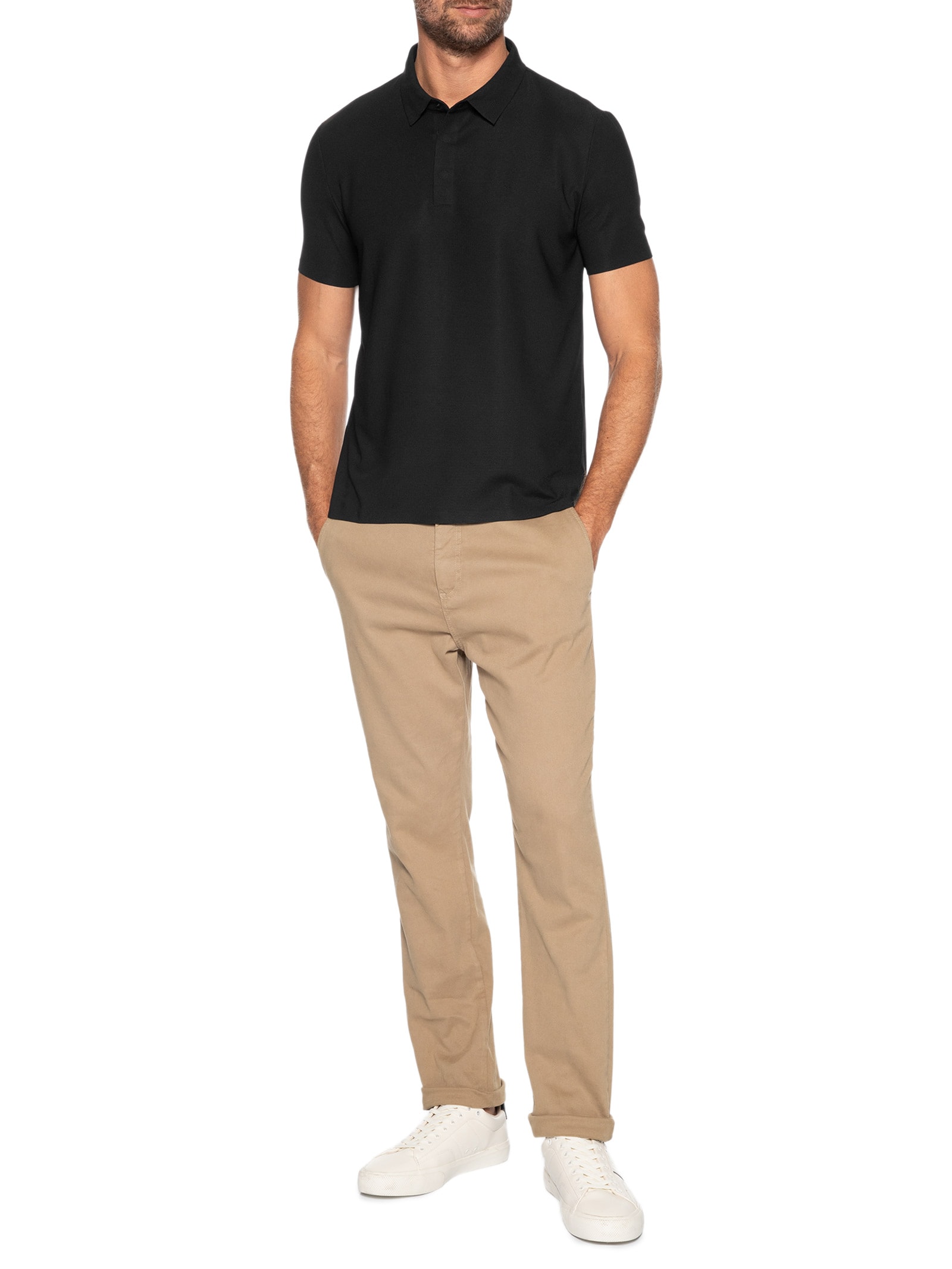 Polo Masculina Poliamida Não Amassa – Preto '2 Essential